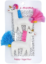 Unicorn Friends Kids Hair Clips- Glitter White And Pink