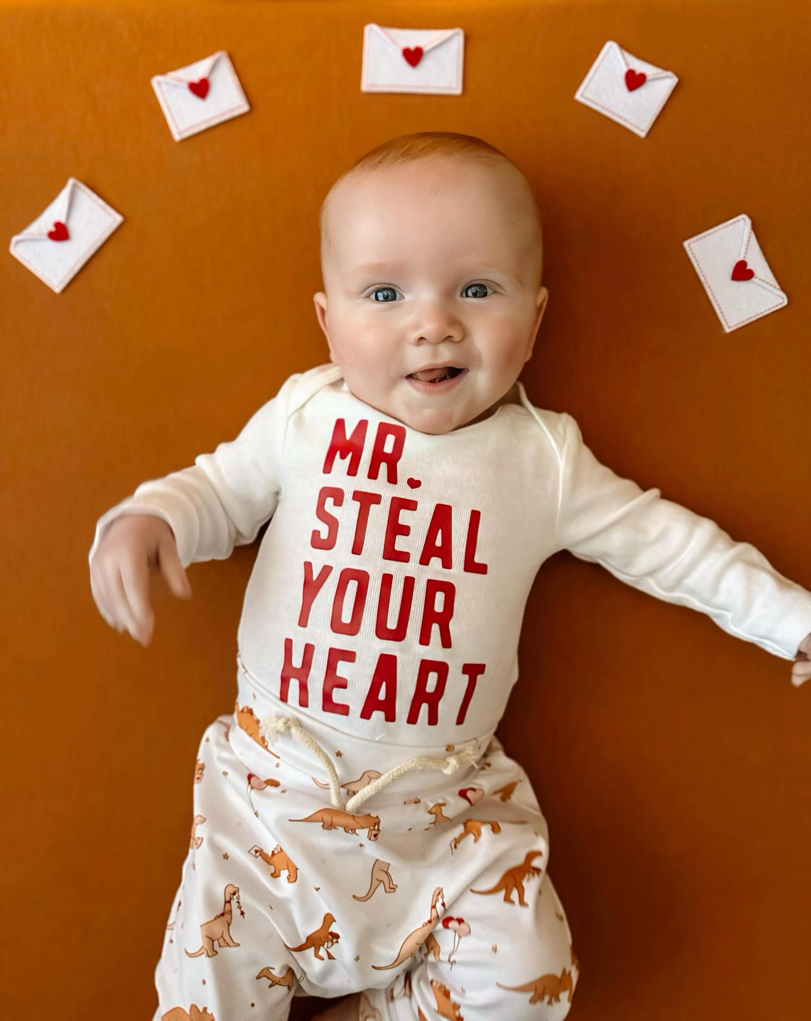 Valentines Day Mr. Steal Your Heart Dino Jogger Outfit