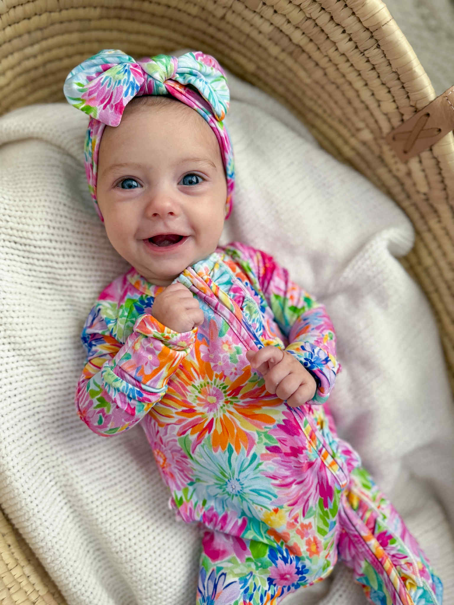 Neon Floral Bamboo Bow