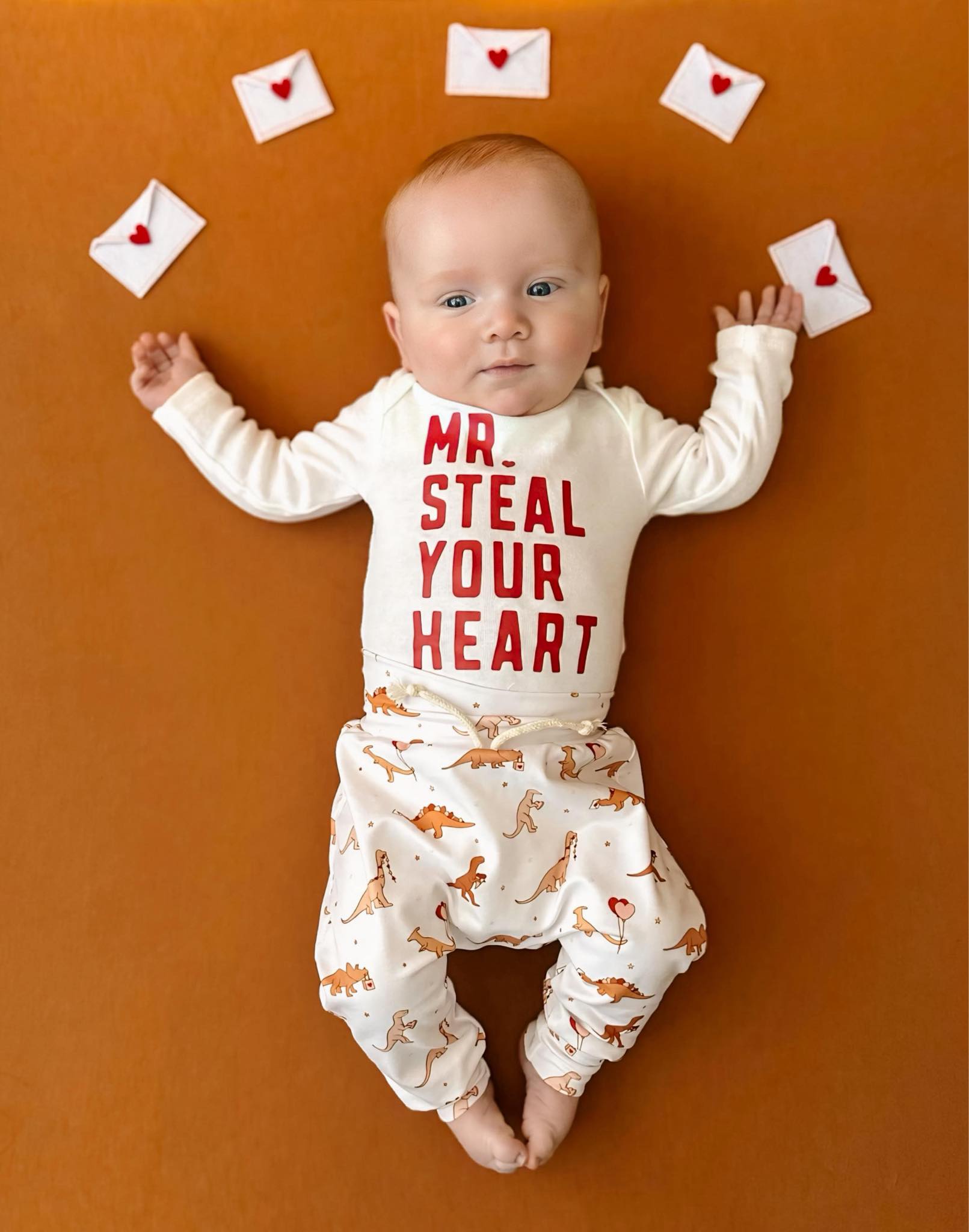 Valentines Day Mr. Steal Your Heart Dino Jogger Outfit