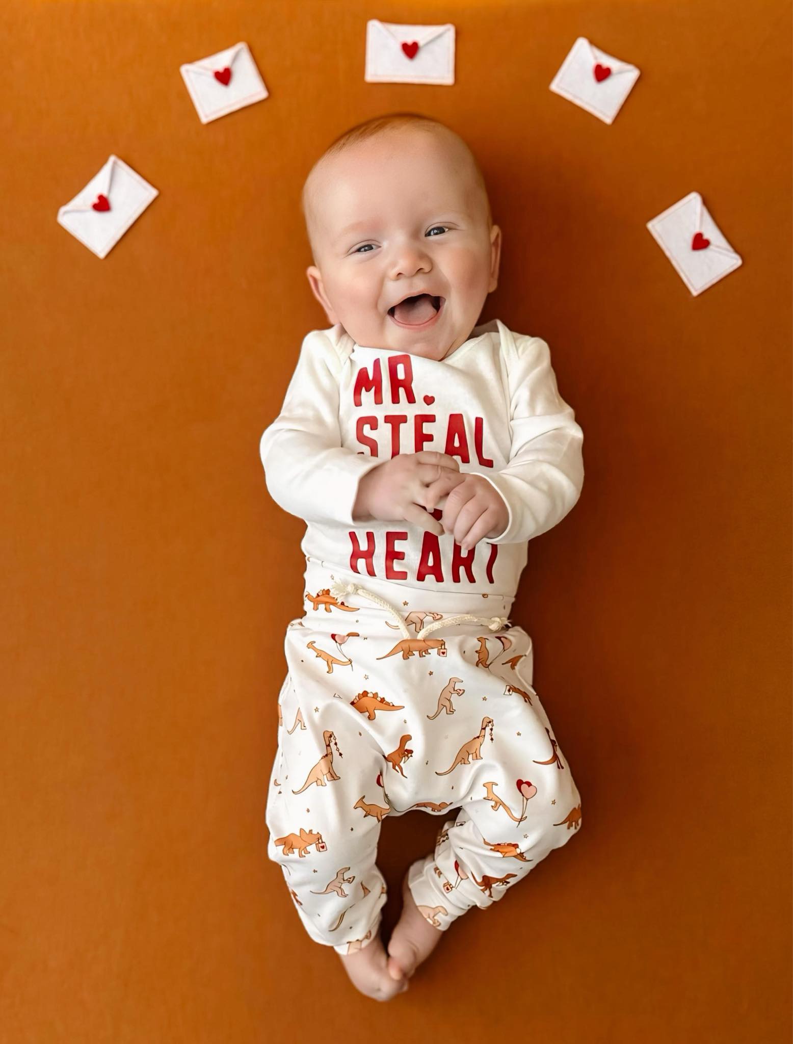 Valentines Day Mr. Steal Your Heart Dino Jogger Outfit