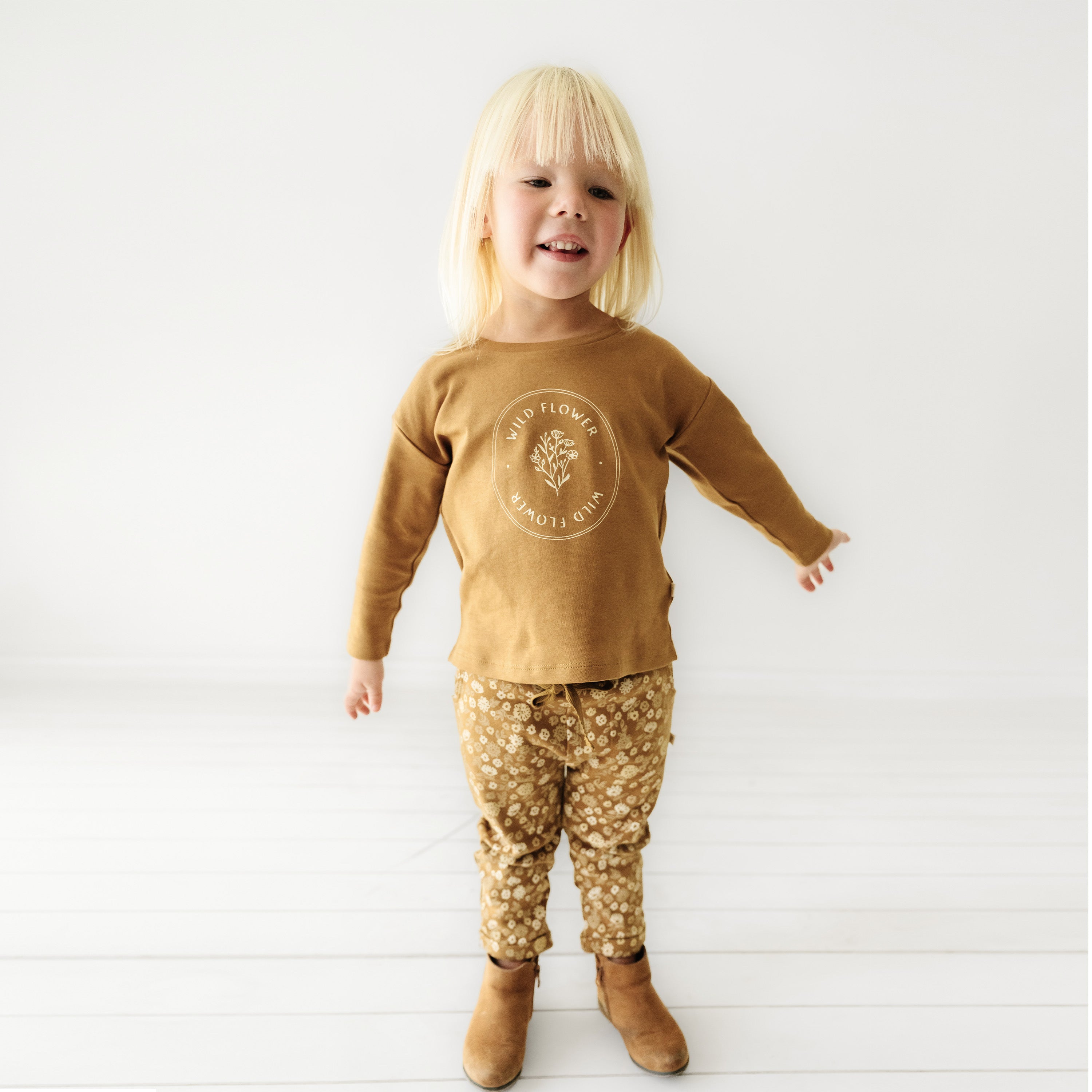 Organic Long Sleeve Tee & Pant Set - Wildflower