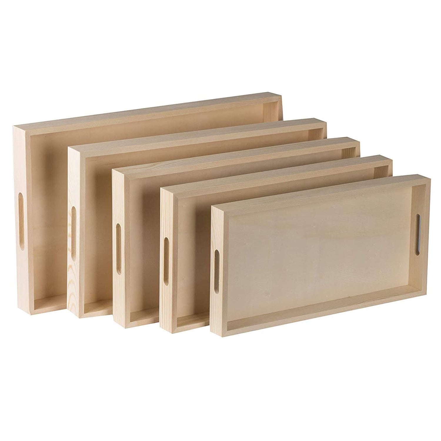 Wooden Nested Serving Trays 10 Piece Rectangular