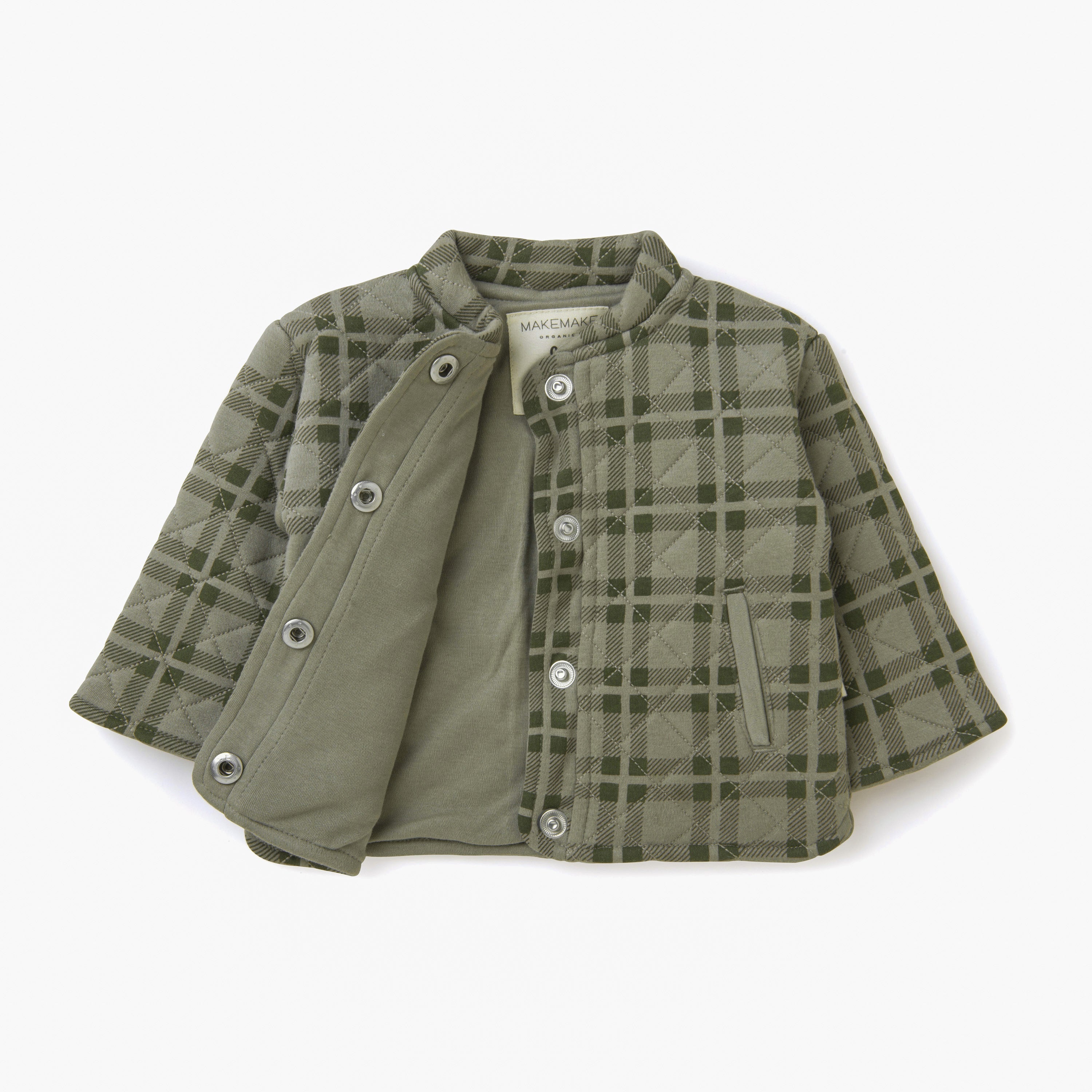 Organic Merino Wool Buttoned Jacket - Plaid