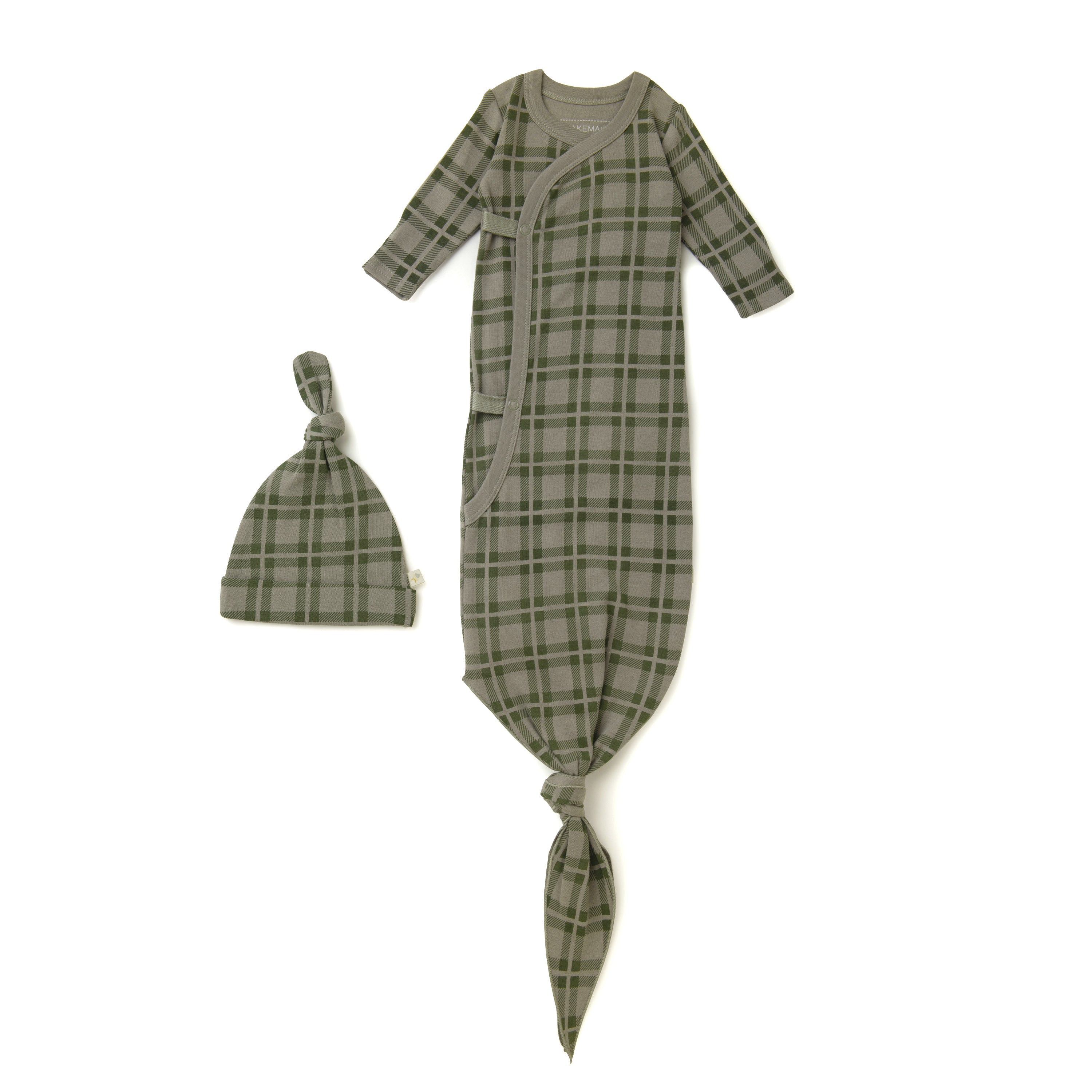 Organic Baby Sleep Gown Knotted - Plaid