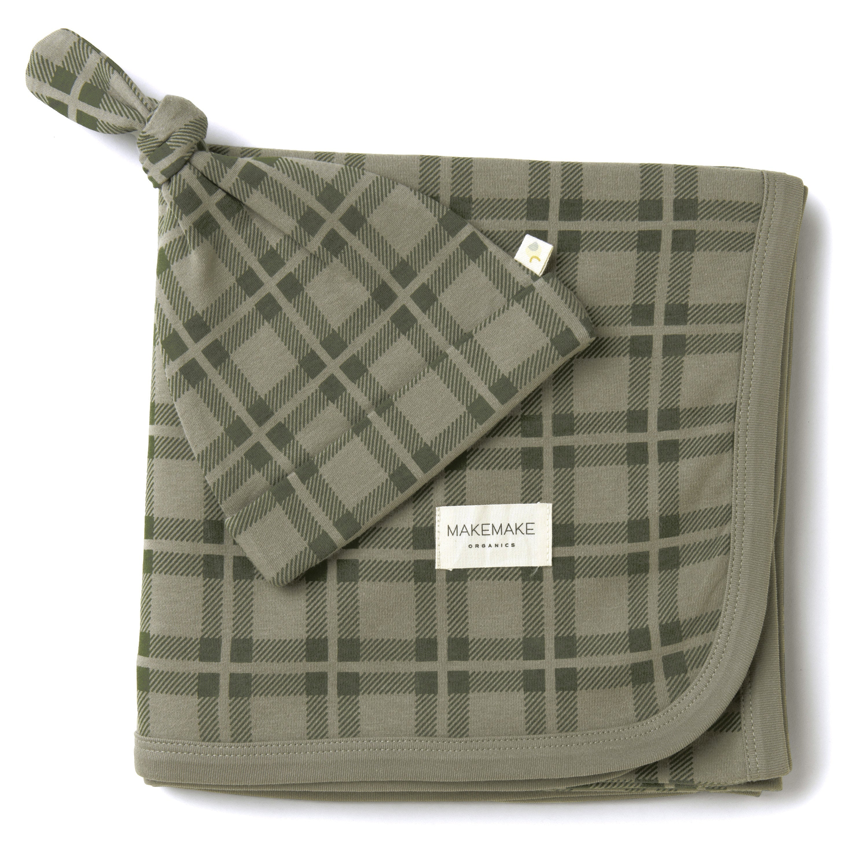 Organic Swaddle Blanket & Hat - Plaid