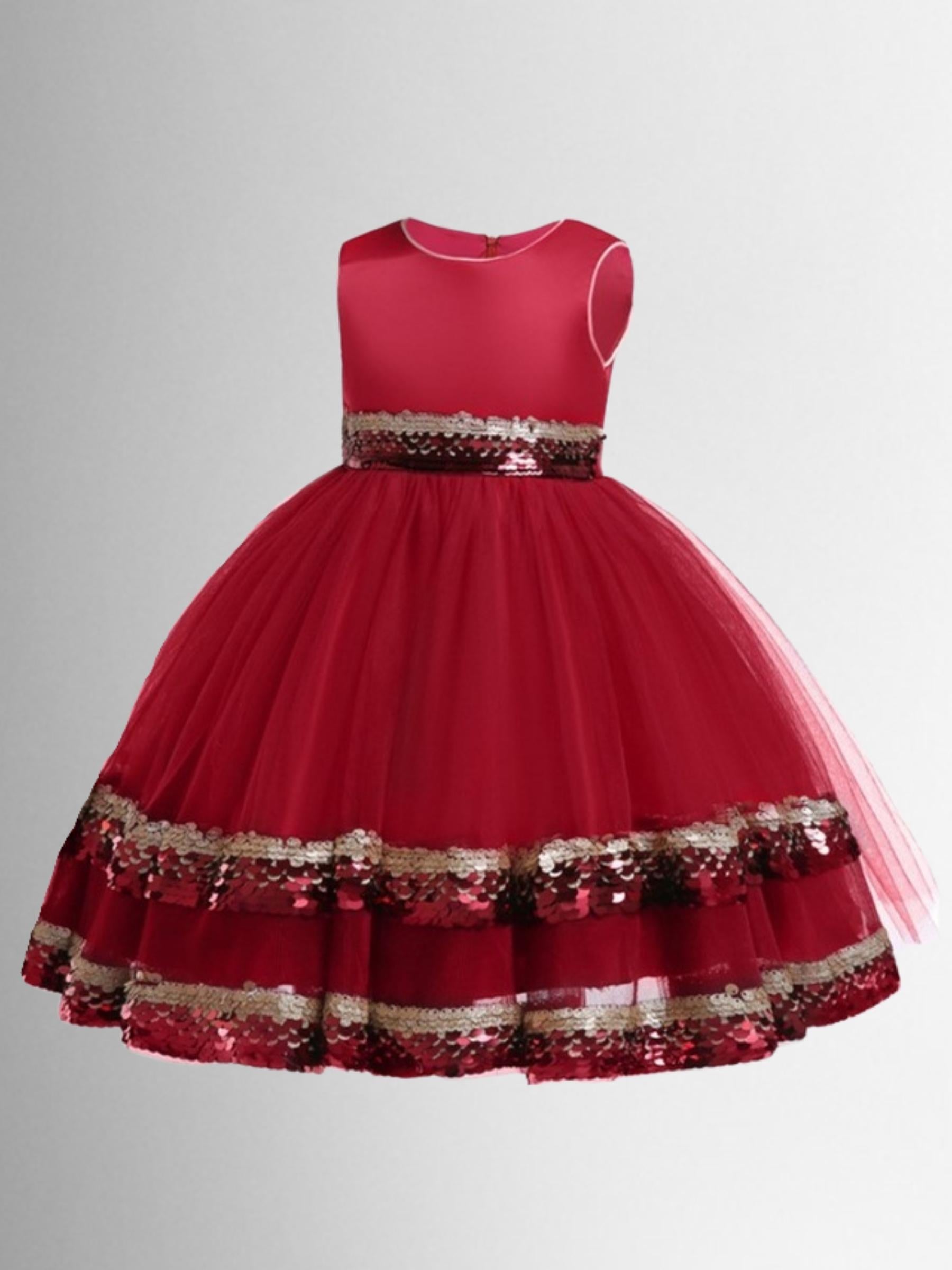 Season Of Sparkle Red Tiered Holiday Dress