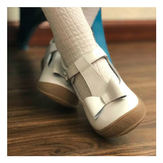 Emma Classic White Bow T-strap Mary Jane