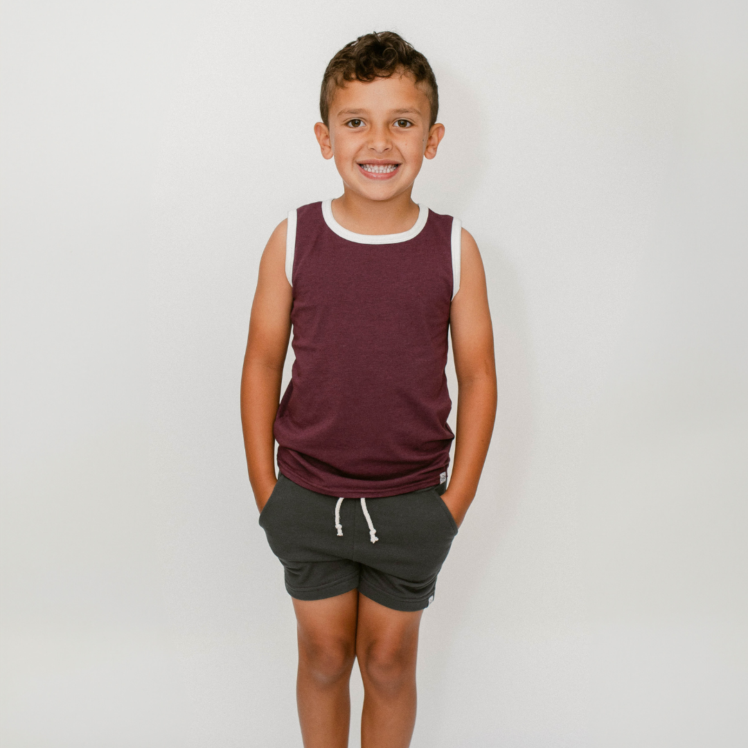 Muscle Tank Top In Burgundy Mist