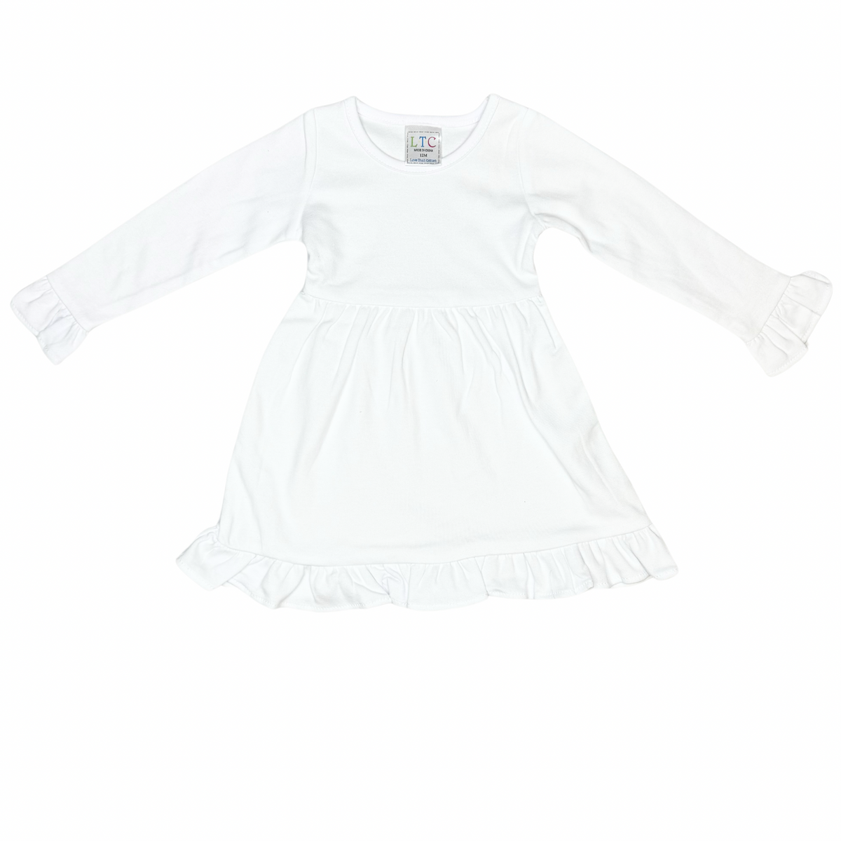 Girls Longsleeve Empire Ruffle Dress