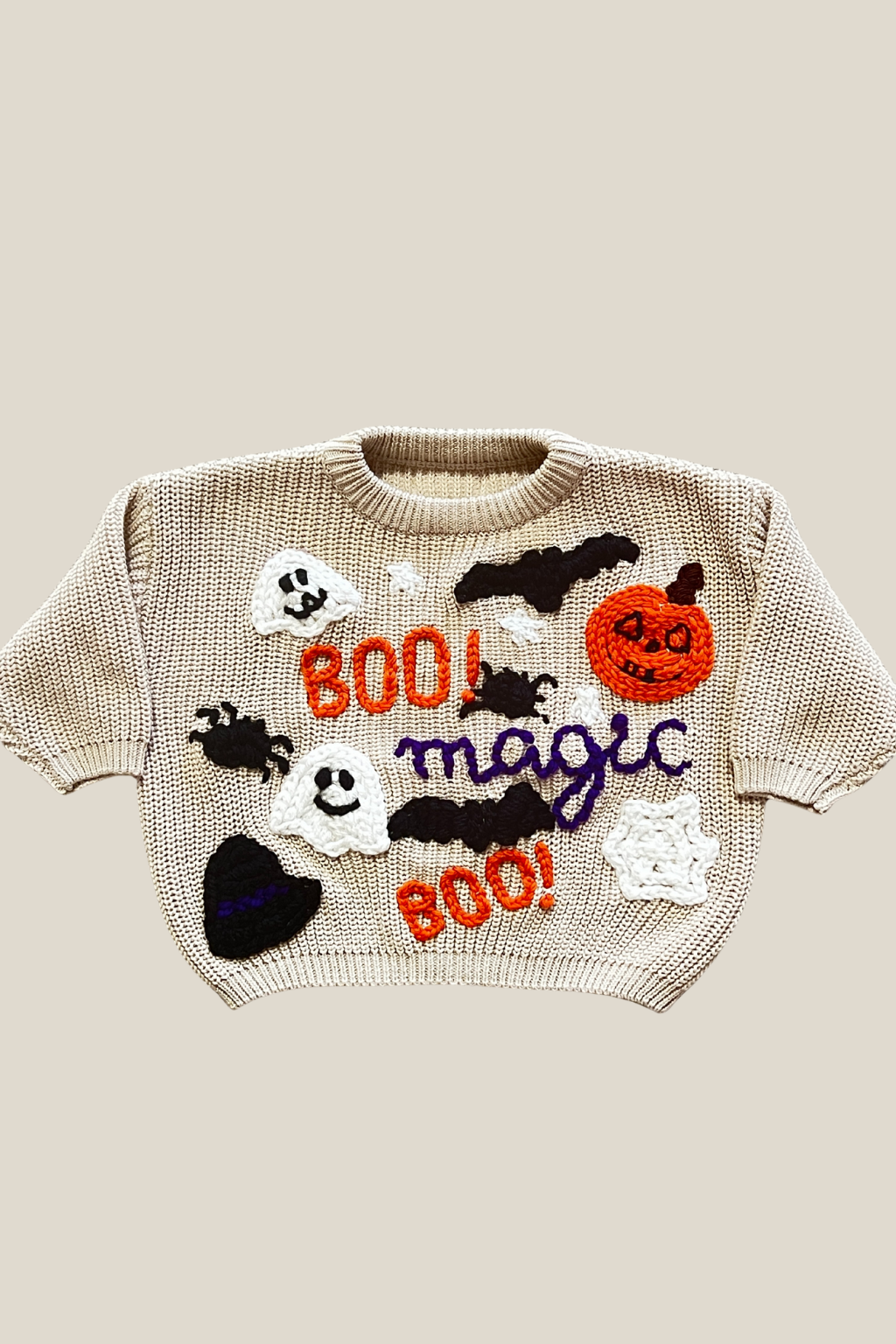 Hand Embroidered Sweater Organic - Halloween Theme