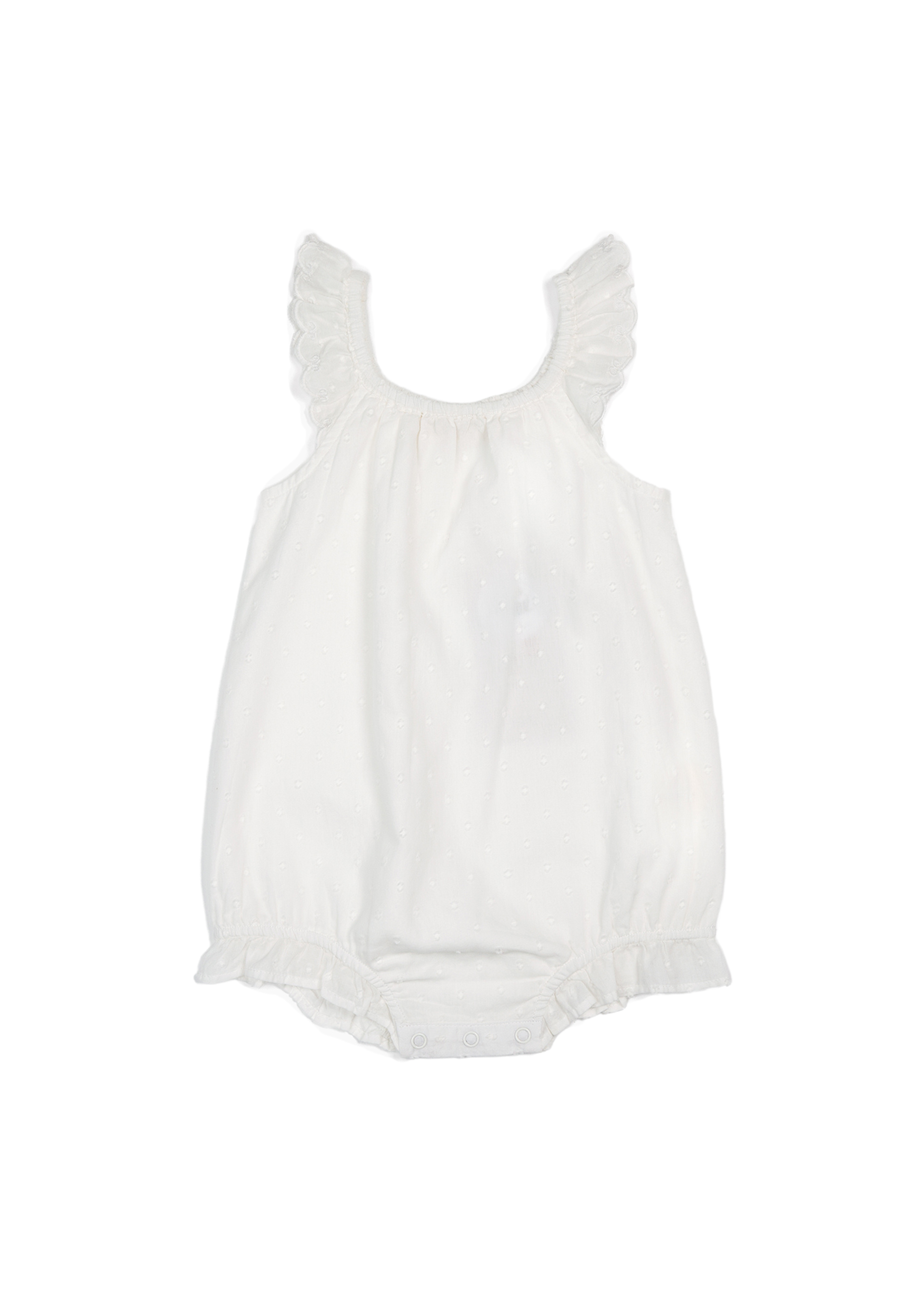 Calliope | Swiss Dot Embroidered Romper | Antique Ivory