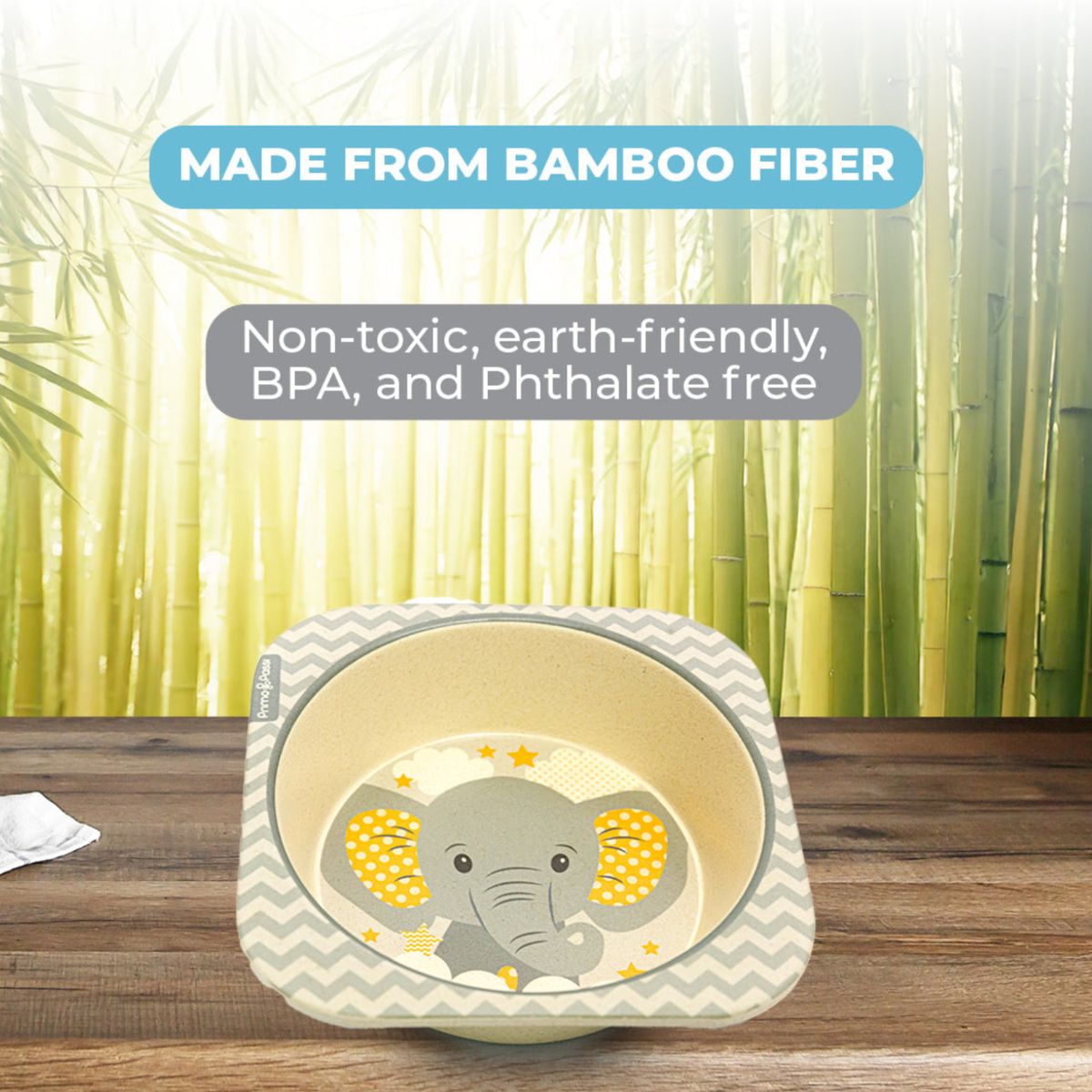 Bamboo Fiber Kids Square Bowl – Little Elephant |