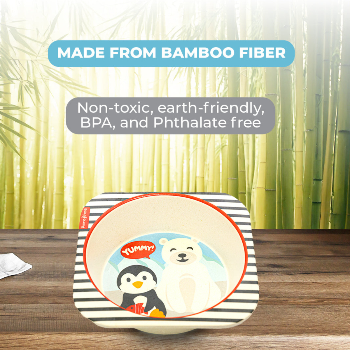 Bamboo Fiber Kids Square Bowl – Winter Friends |