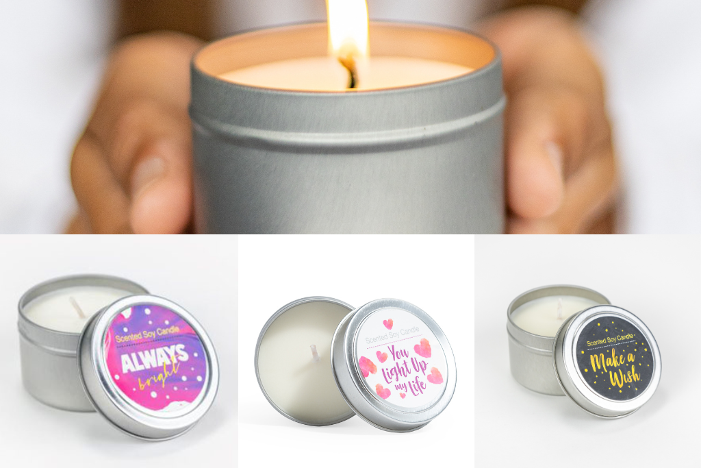 Trio Of Tin Soy Candle - Scented With Bergamot And Lavender Essential Oils