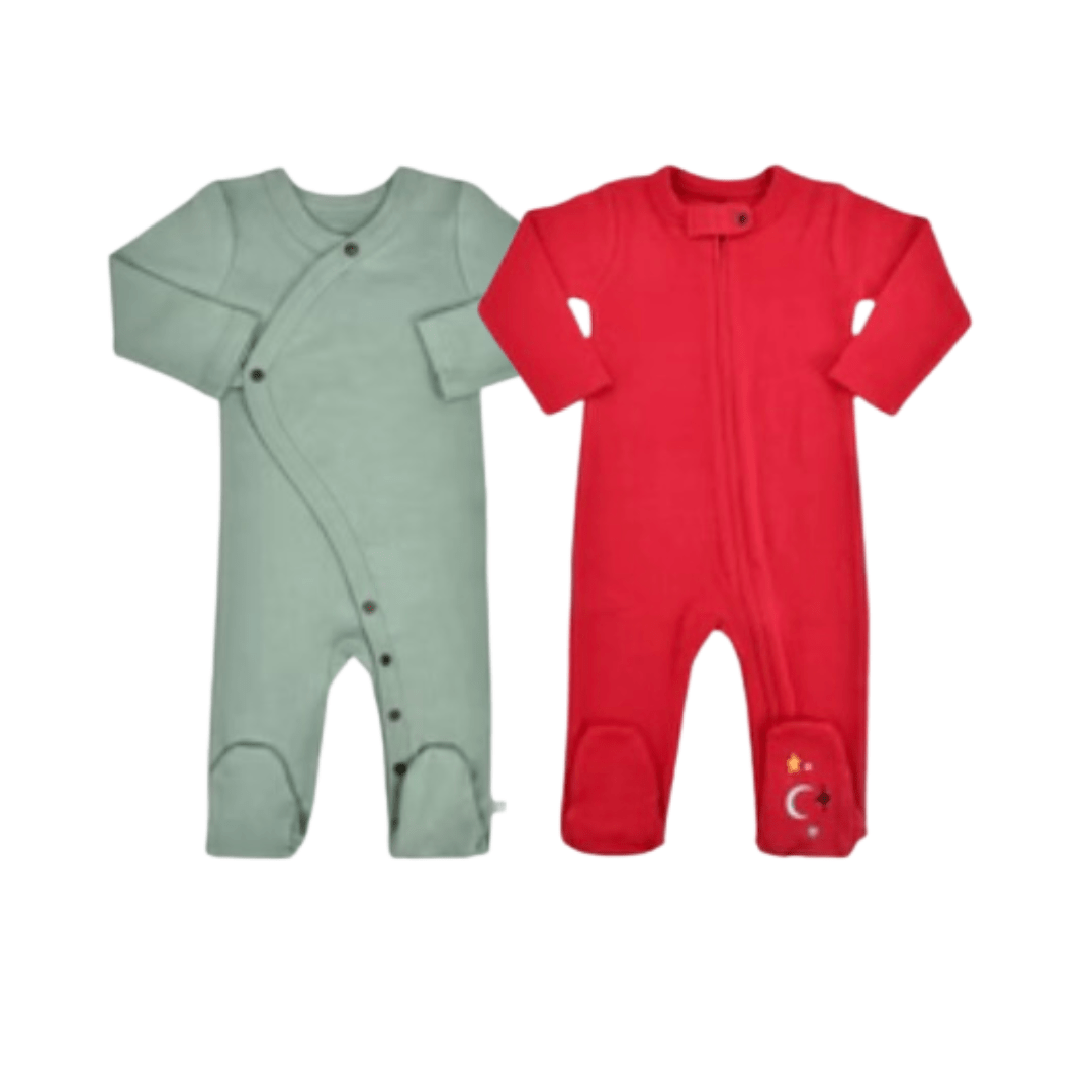 2 Pc.  Footie Set | Red And Green