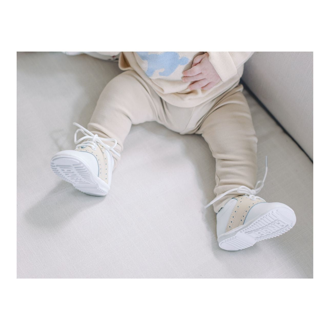 Austin Beige Leather Saddle Oxford Shoe (baby)