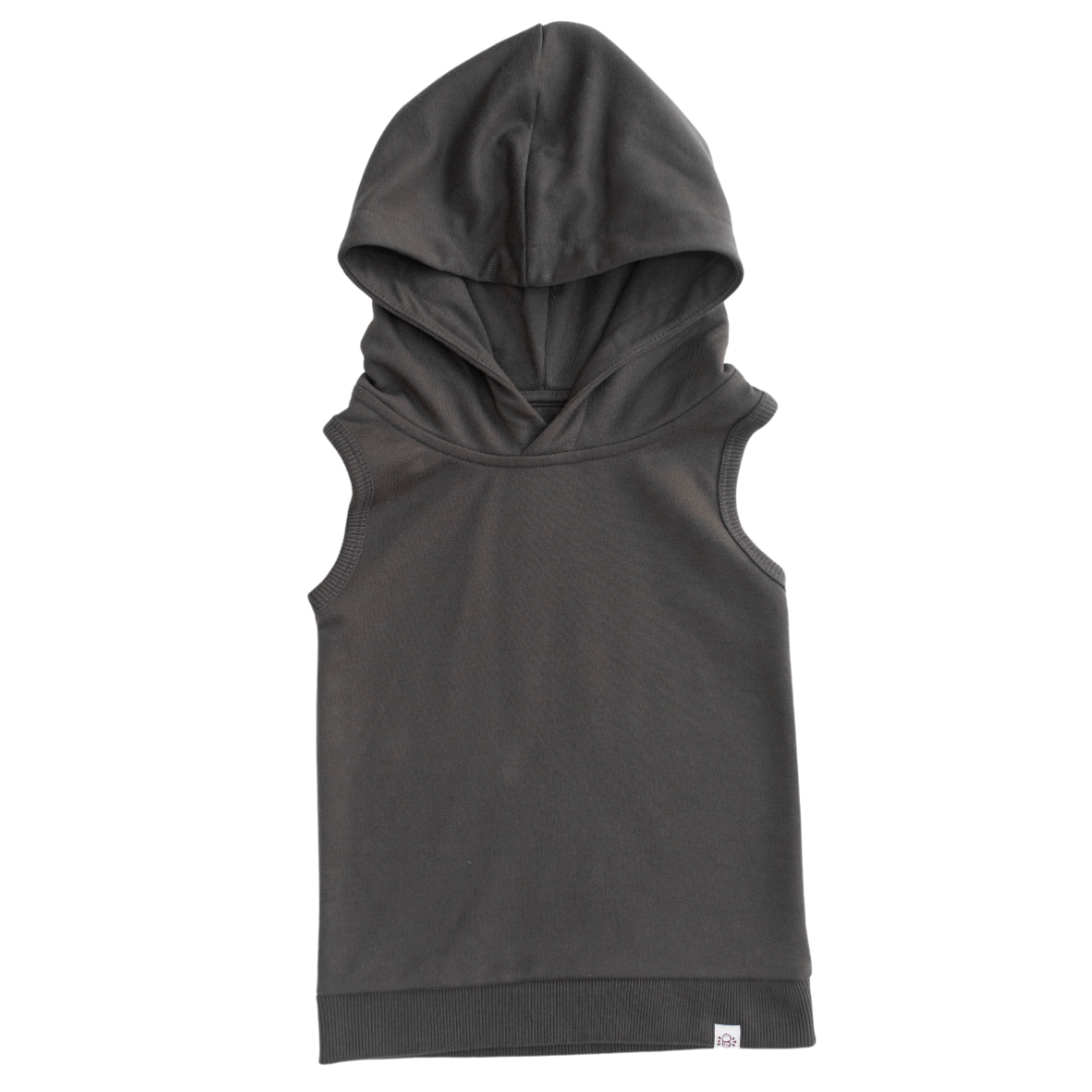 Sleeveless Hoodie In Dark Gray