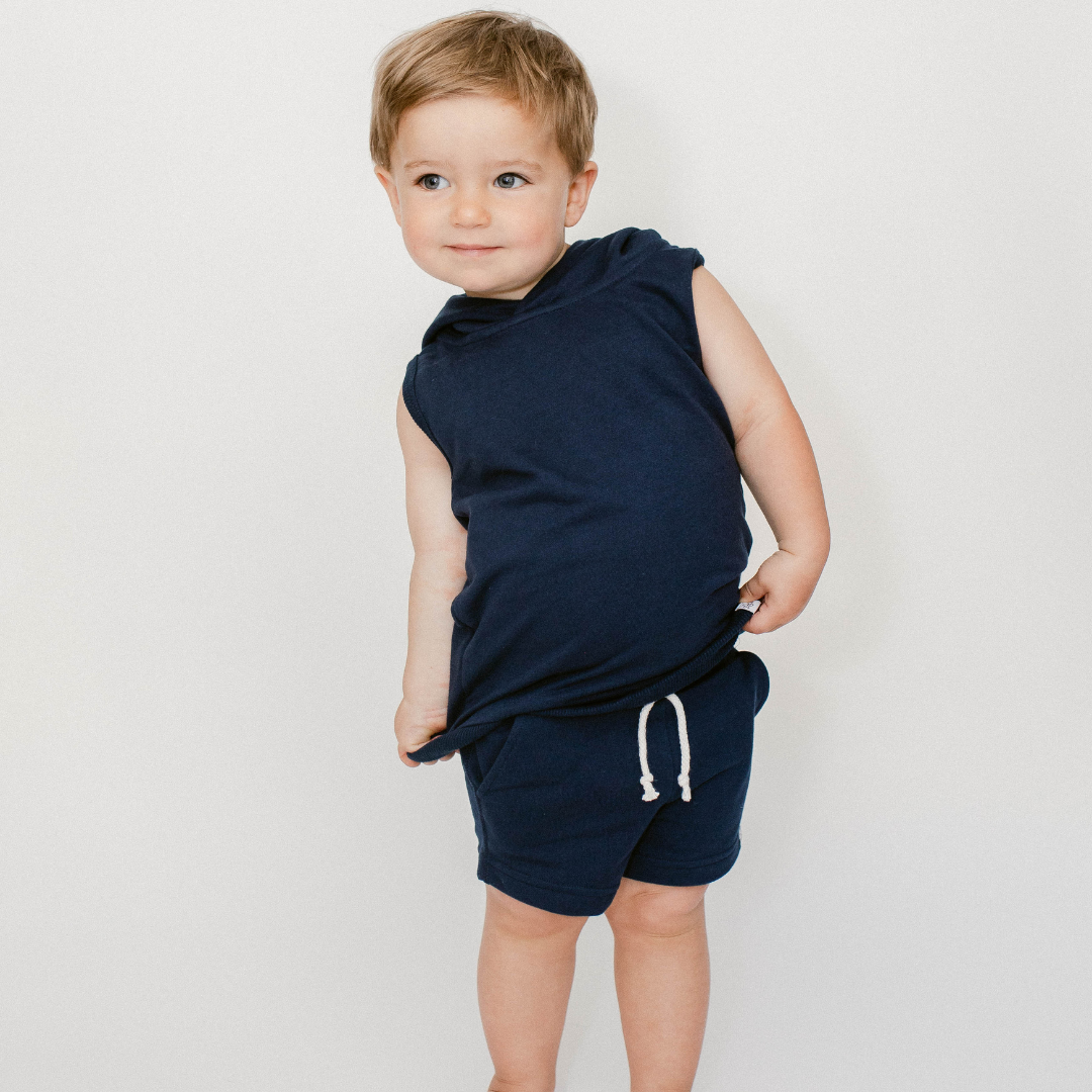 Sleeveless Hoodie In Navy