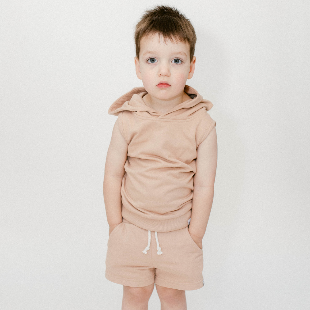 Sleeveless Hoodie In Beige
