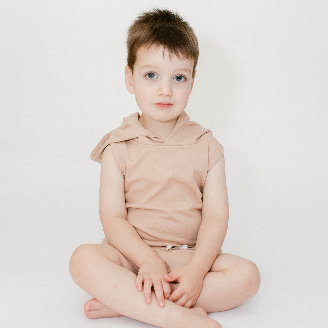 Sleeveless Hoodie In Beige