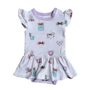 Christmas At The Park - Twirl Bodysuit Dress (flutter Sleeve)