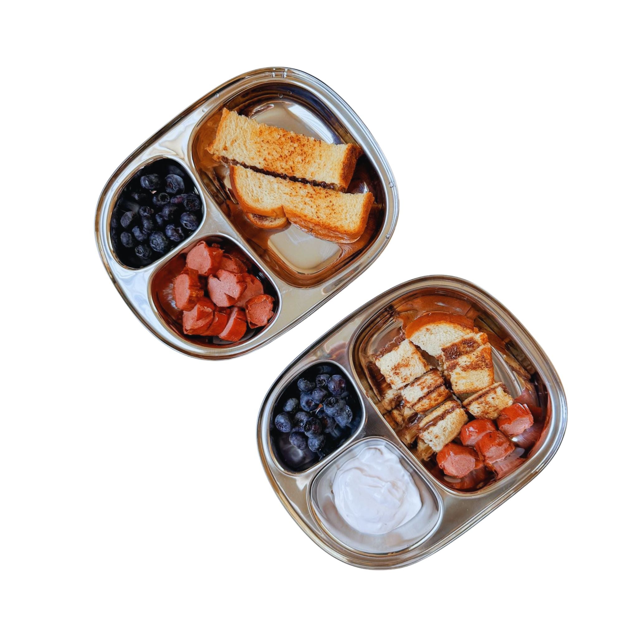 Stainless Steel Divided Plates For Kids — Truck Design | Set Of 2