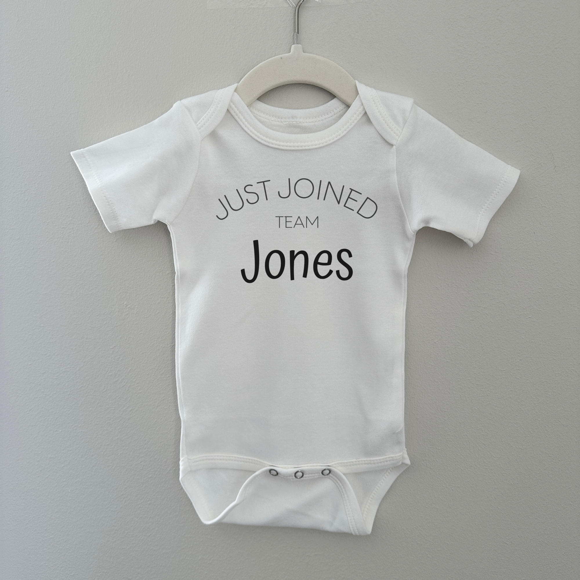 Custom “just Joined Team” Bodysuit