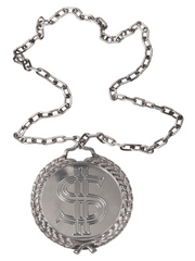 Big Bling Medallion On Chain Costume Accessory