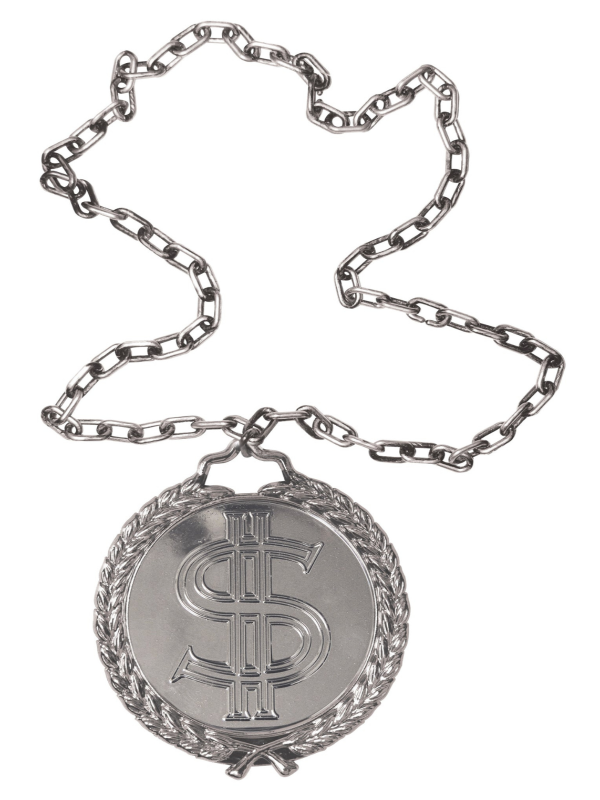 Big Bling Medallion On Chain Costume Accessory