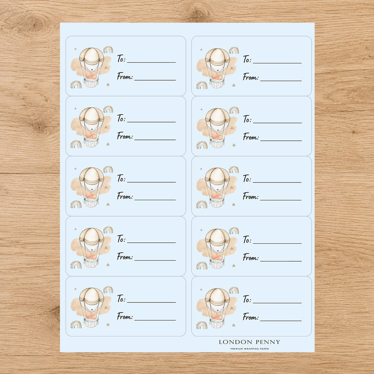 Up, Up & Away Baby Gift Tag Sticker Sheet