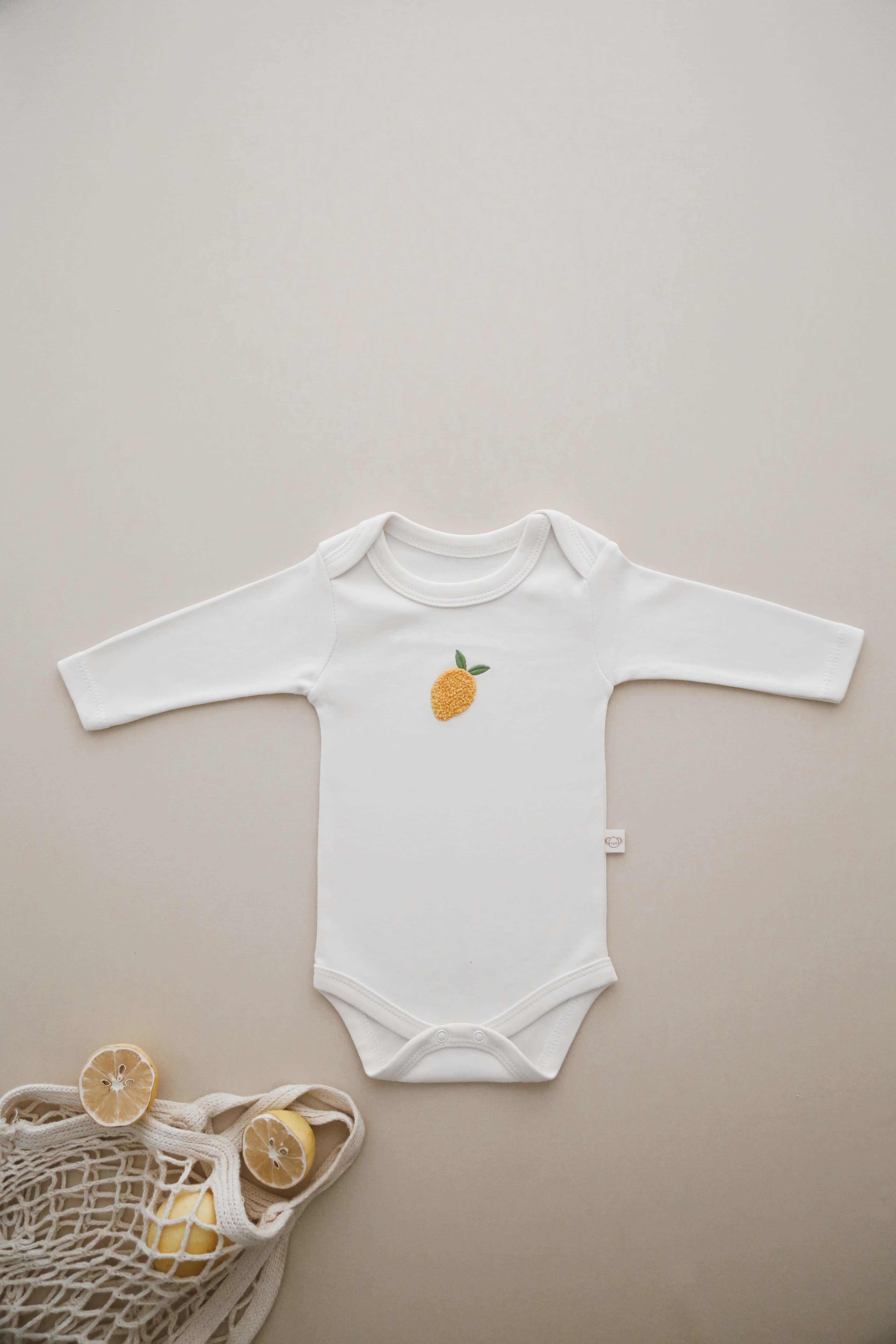 Lemon Patterned Long Sleeve Bodysuit
