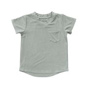 Girls V-neck Pocket Tee In Aqua Grey