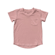 Girls V-neck Pocket Tee In Spring Mauve