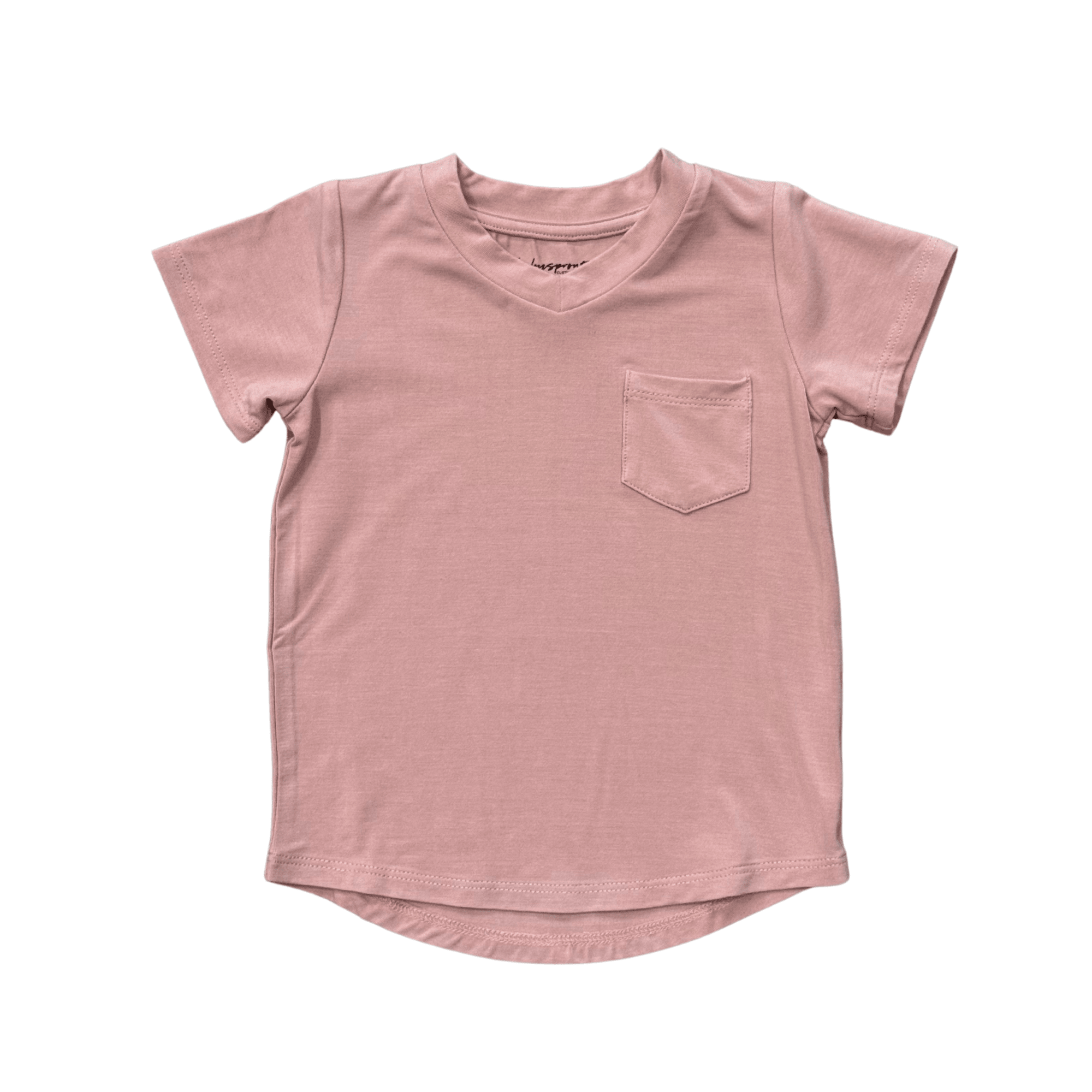 Girls V-neck Pocket Tee In Spring Mauve