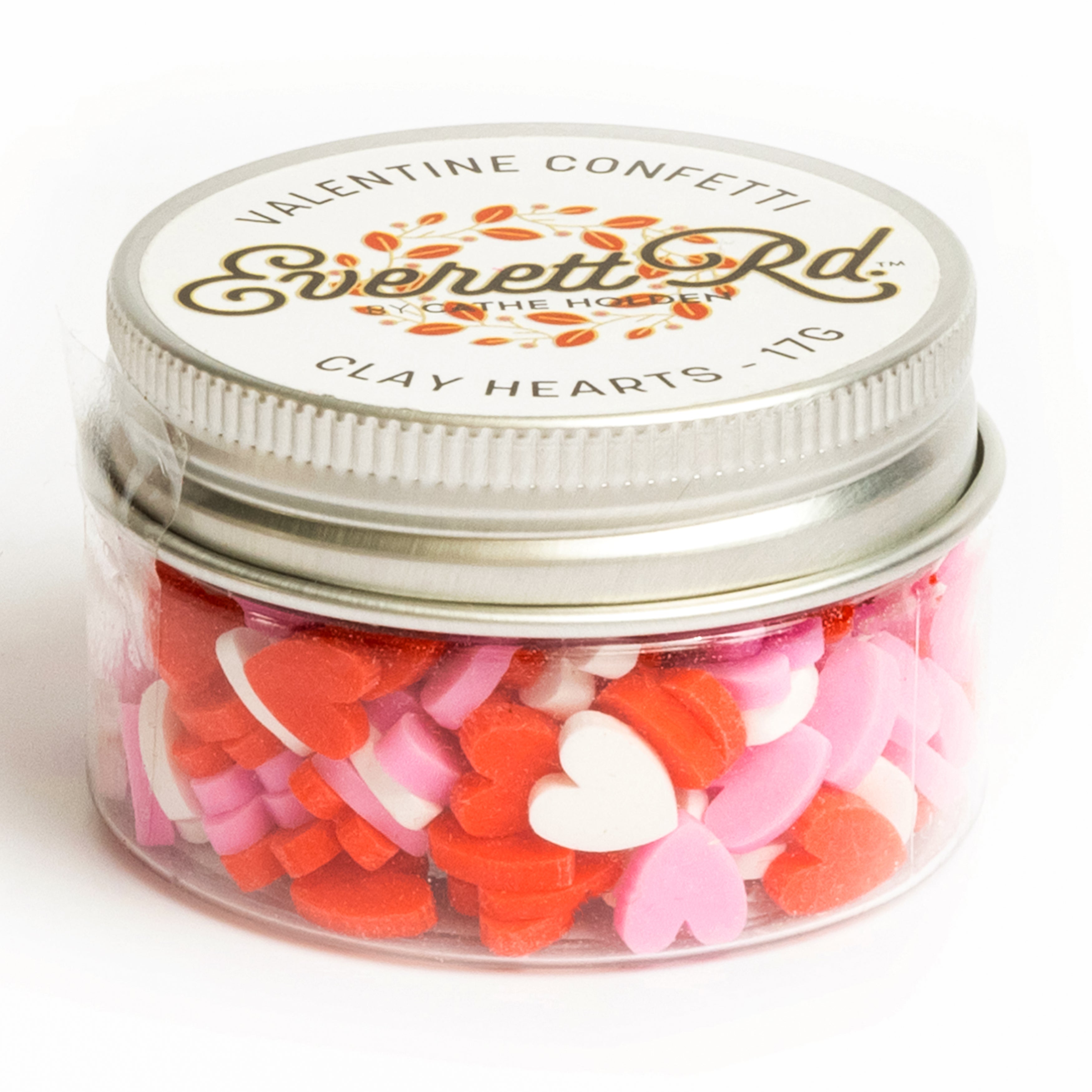 Red, Pink, & White Clay Hearts Confetti In A Jar Everett Rd. By Cathe Holden