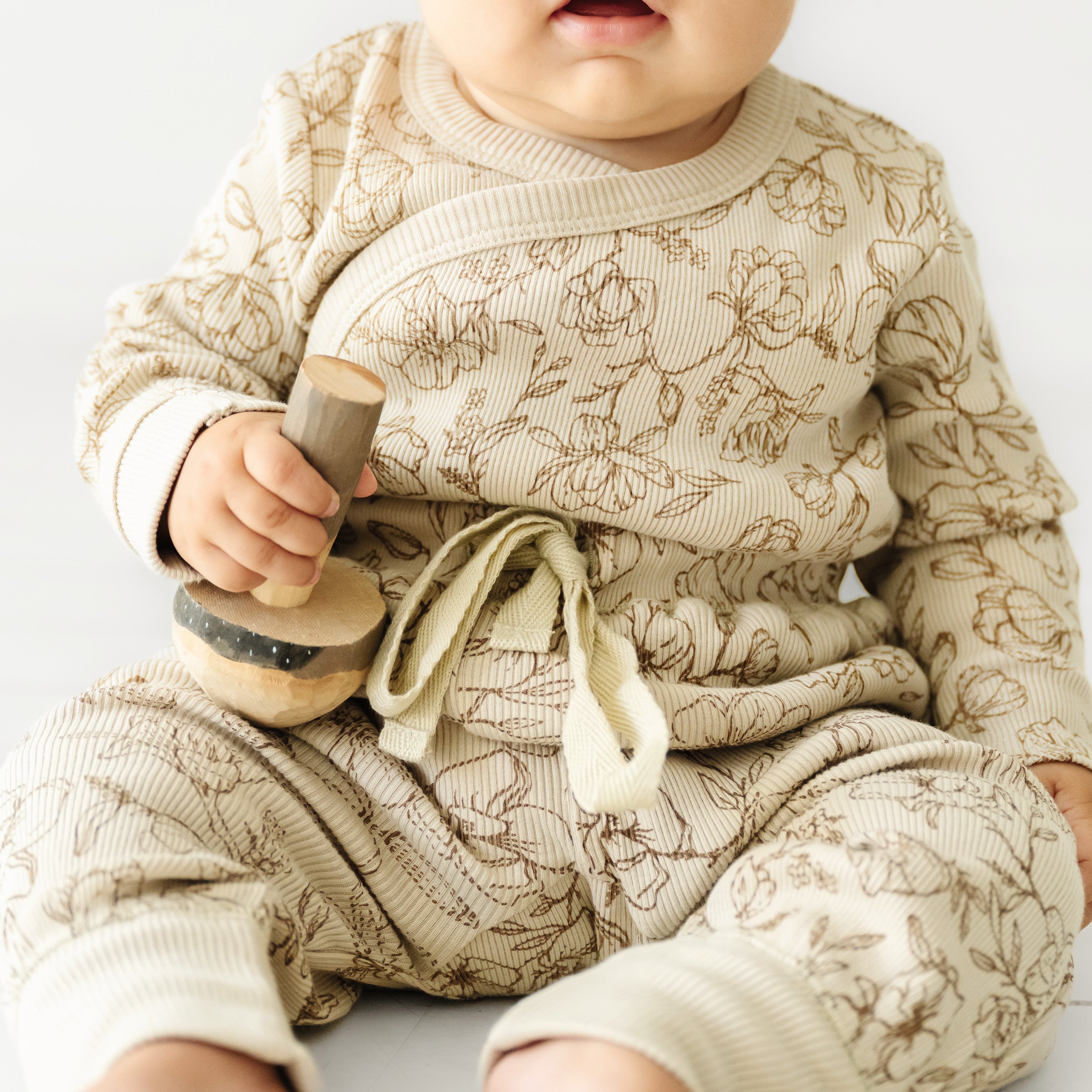 Organic Kimono Onesie & Pants Set - Vintage Bloom