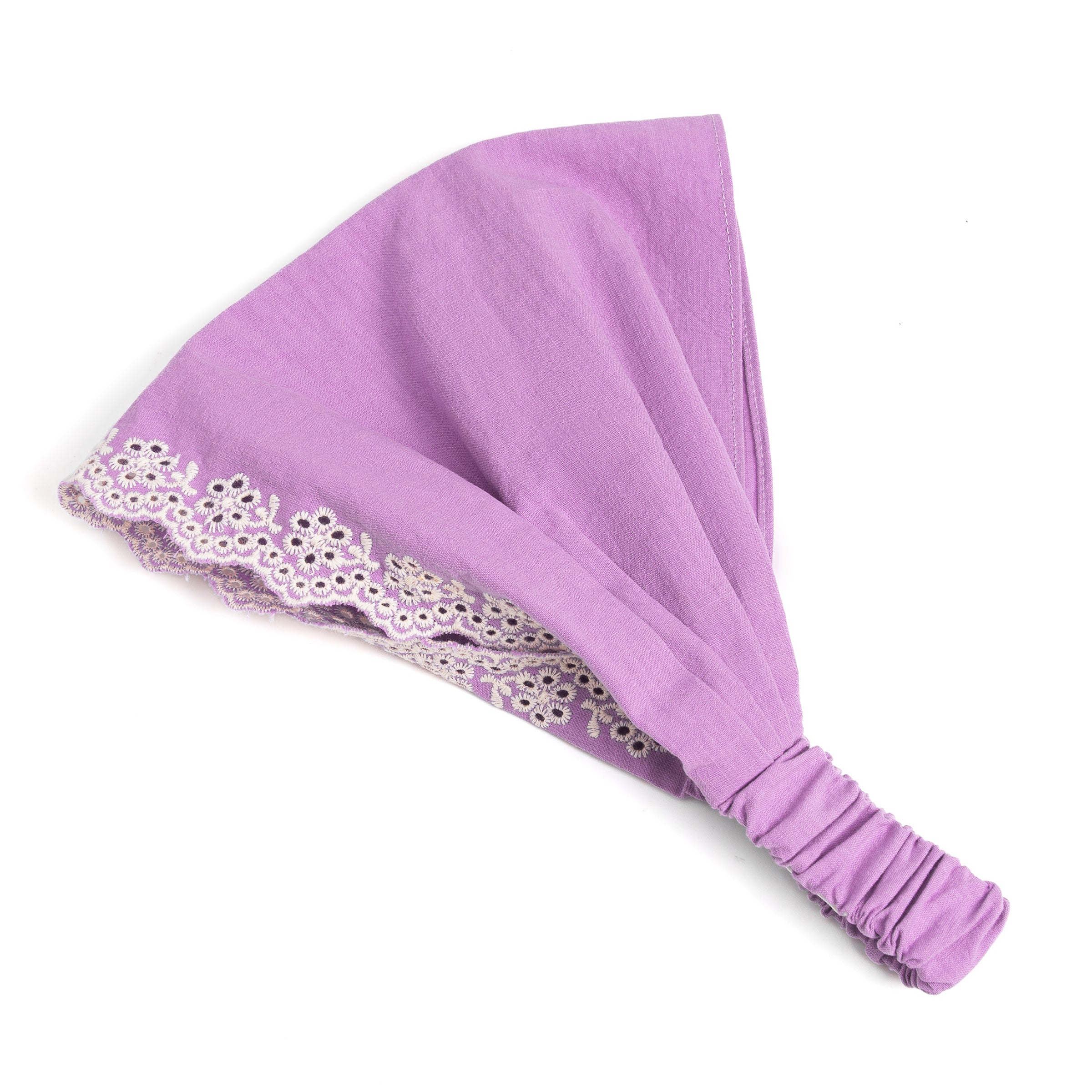 Eyelet Needlework Embroidered Bandana Headband – For Girls Ages 5–12 Years