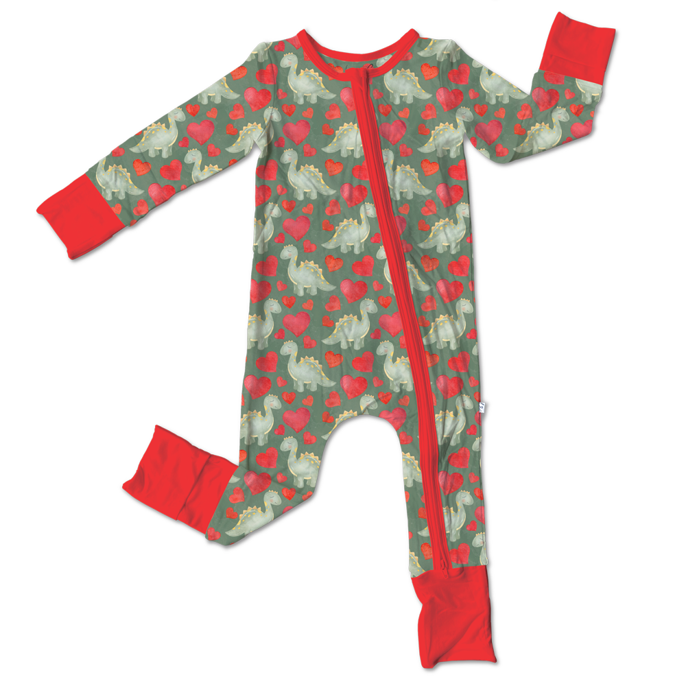 Valentine Dinos Bamboo Convertible Footie (pre-order)