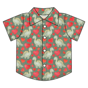 Valentine Dinos Bamboo Button Down Tee (pre-order)