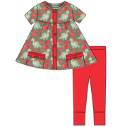 Valentine Dinos Bamboo Short Sleeve Tunic + Legging Set (pre-order)