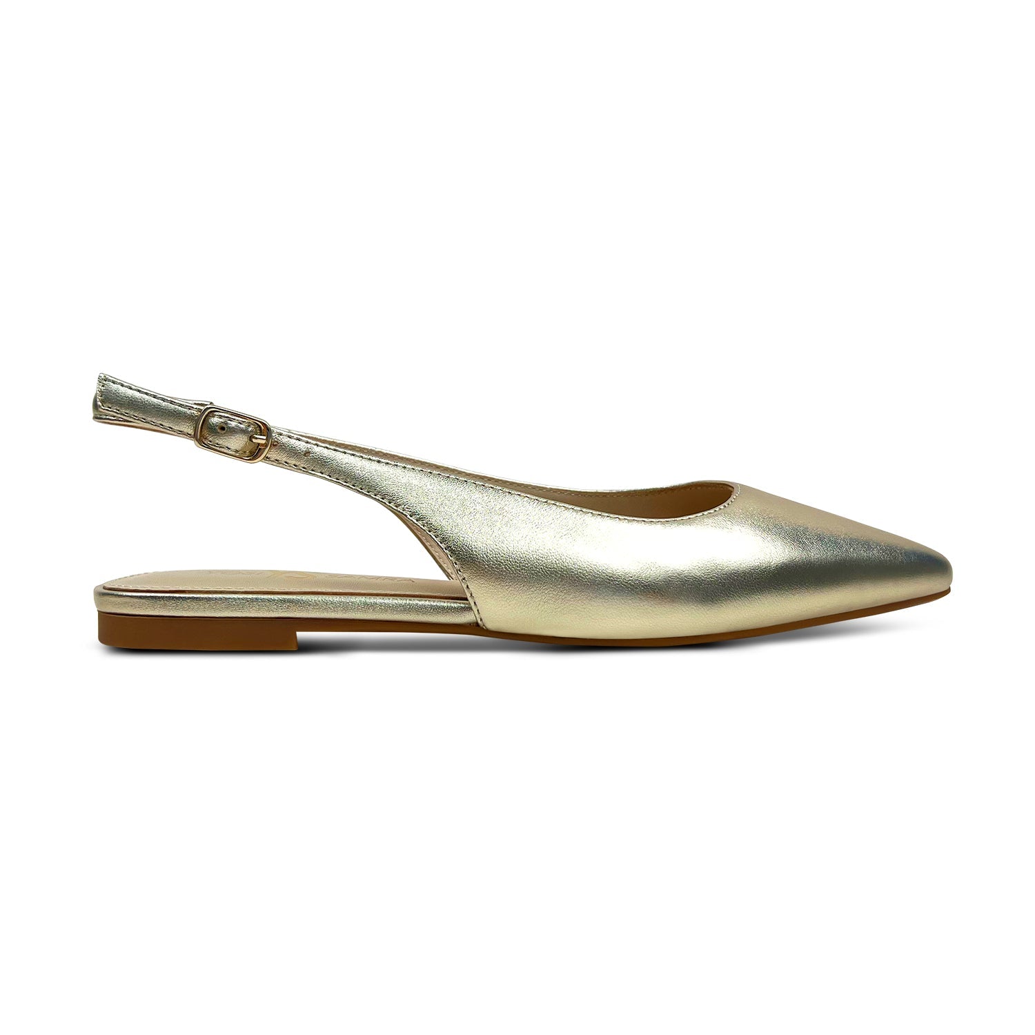 Vera Slingback Flat In Gold Leather