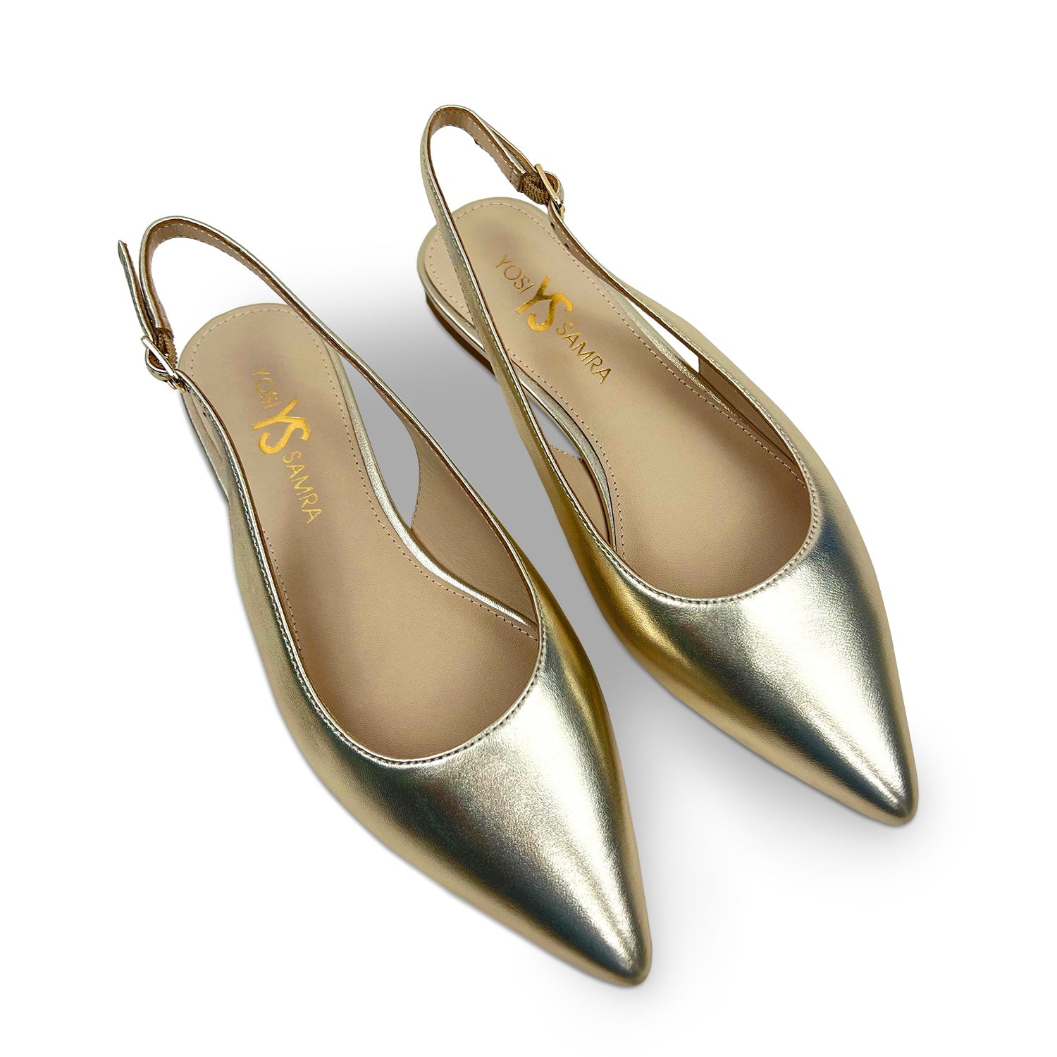 Vera Slingback Flat In Gold Leather