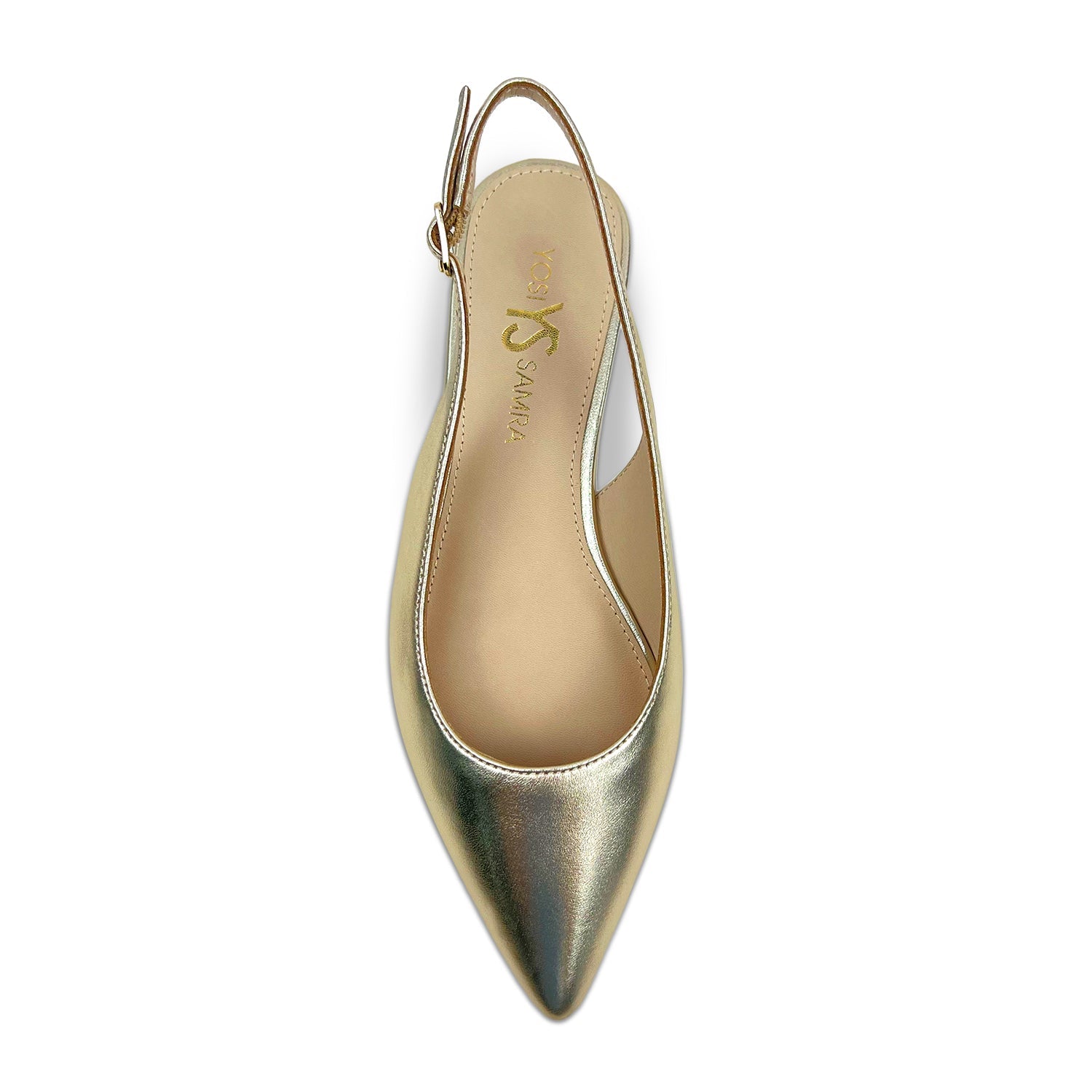 Vera Slingback Flat In Gold Leather