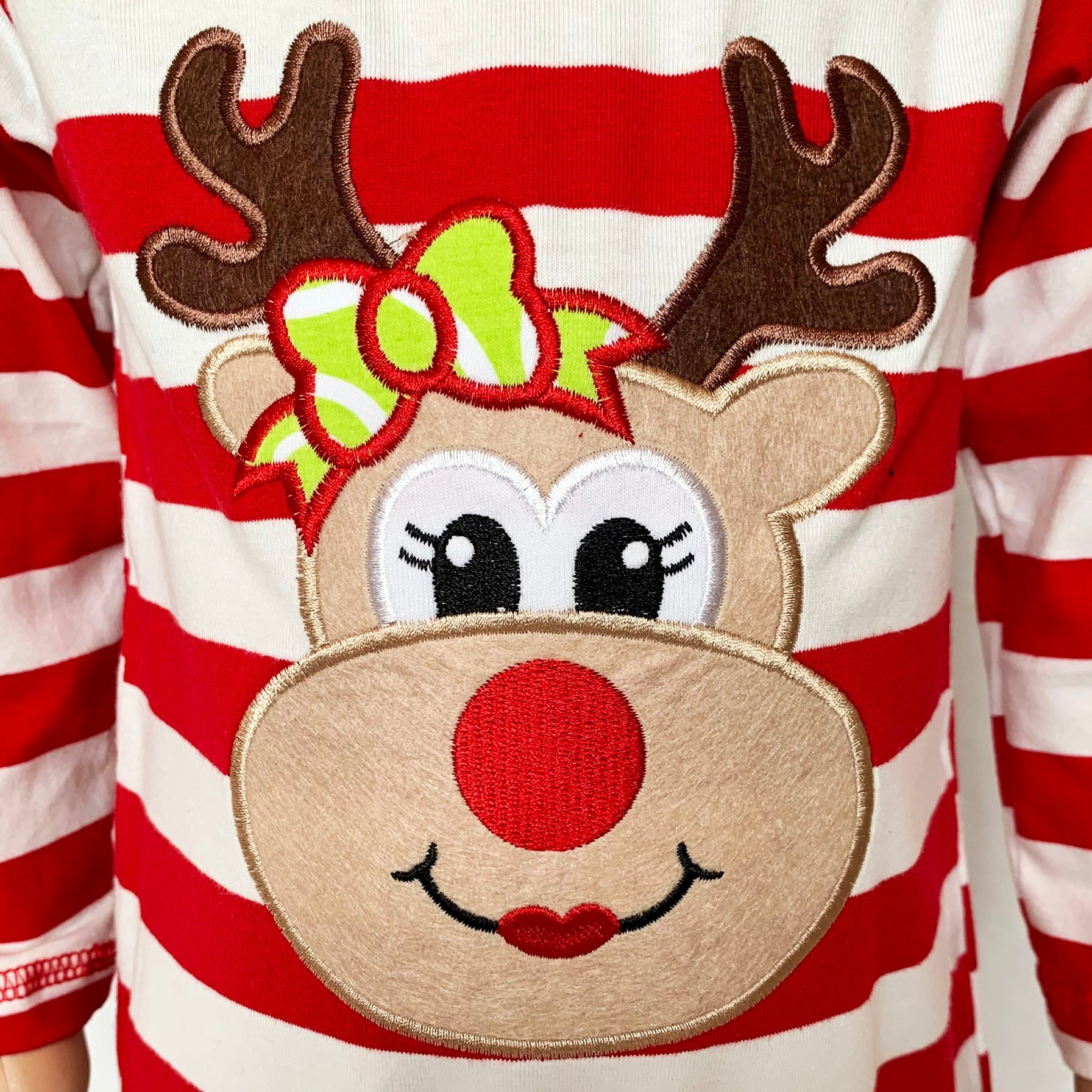 Annloren Baby Toddler Girls Boutique Christmas Reindeer Red Striped Romper