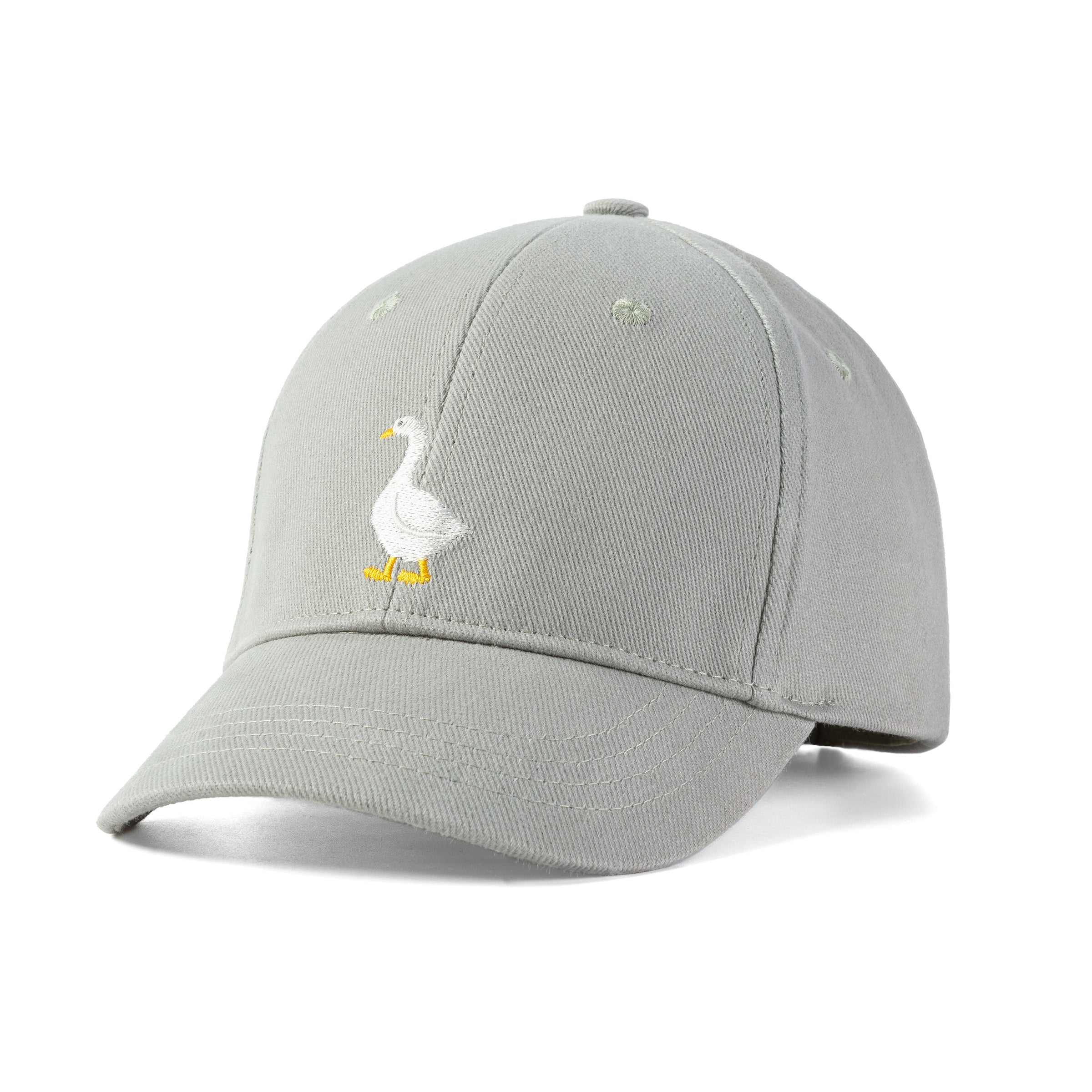 Kids Cotton Baseball Cap – Embroidered Goose Patch, Adjustable Fit Ages 3-12, Sage Green