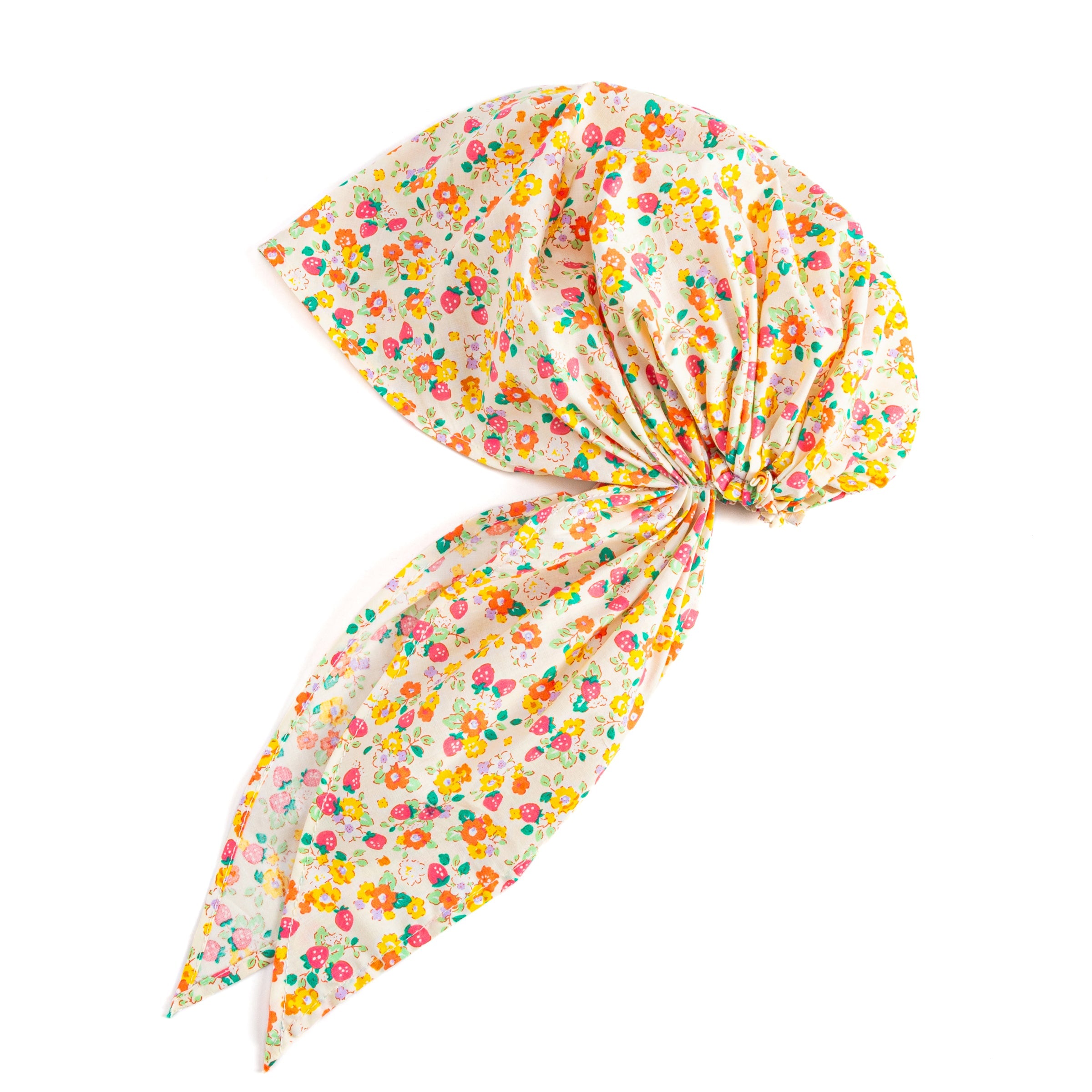 Girls Pre-tied Summer Bandana Scarf - Kids Age 3-8 Y- Strawberry Print