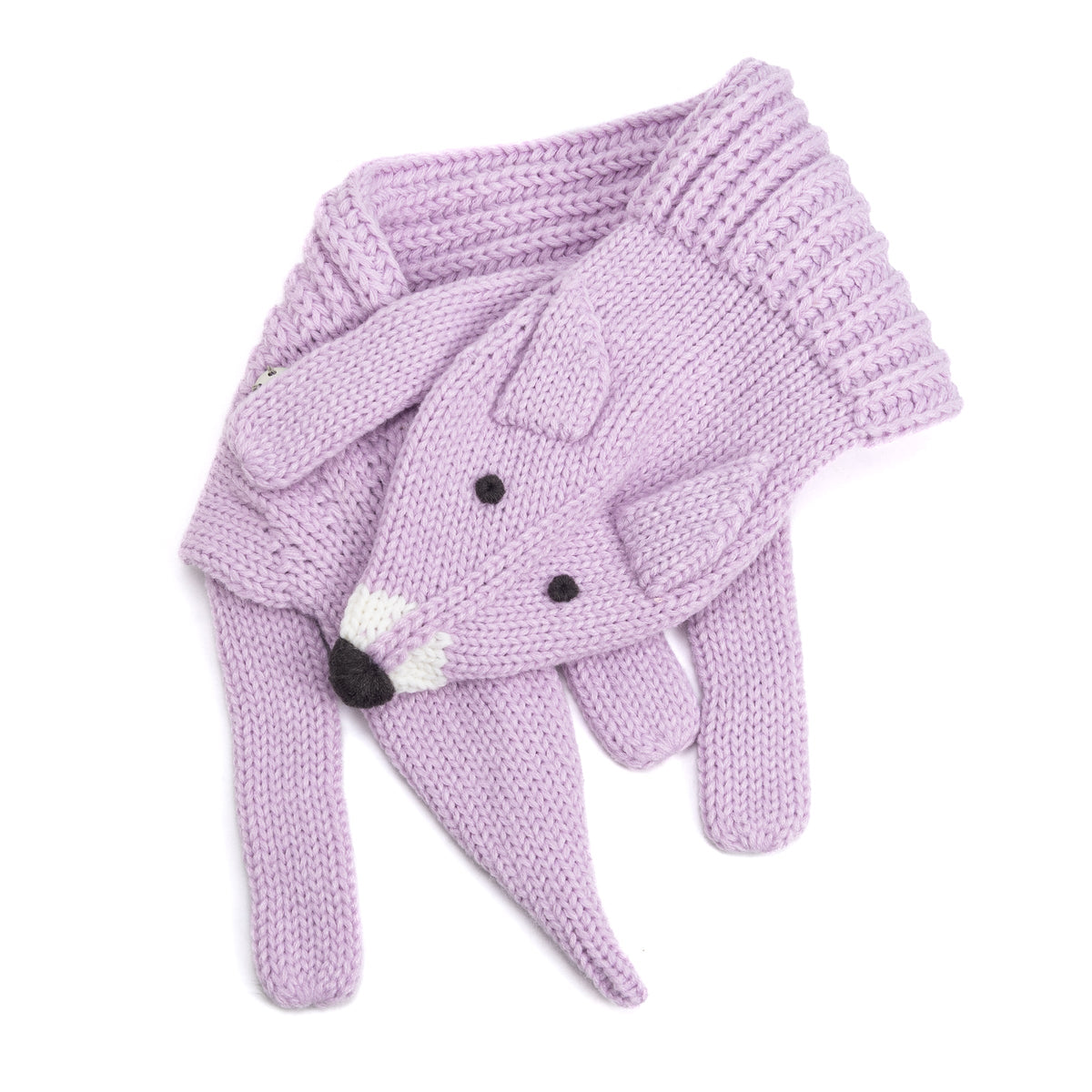 Girls Fox Knit Neck Winter Scarf - Fun Critter Design For Kids All Ages, Rustic Red