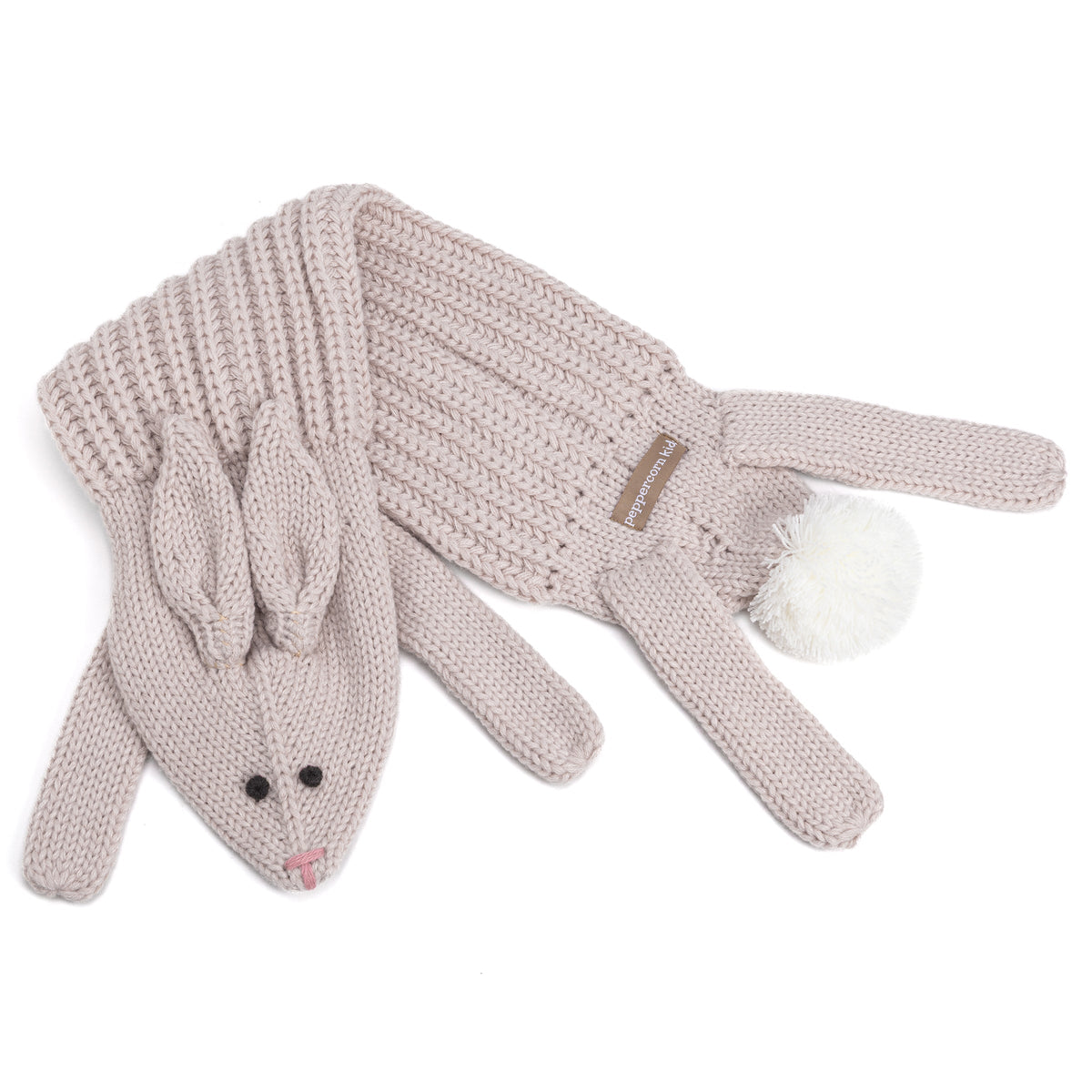 Soft Bunny Knitted Winter Neck Scarf- (children Age 4/5-12yr)- Oat Beige, Unisex