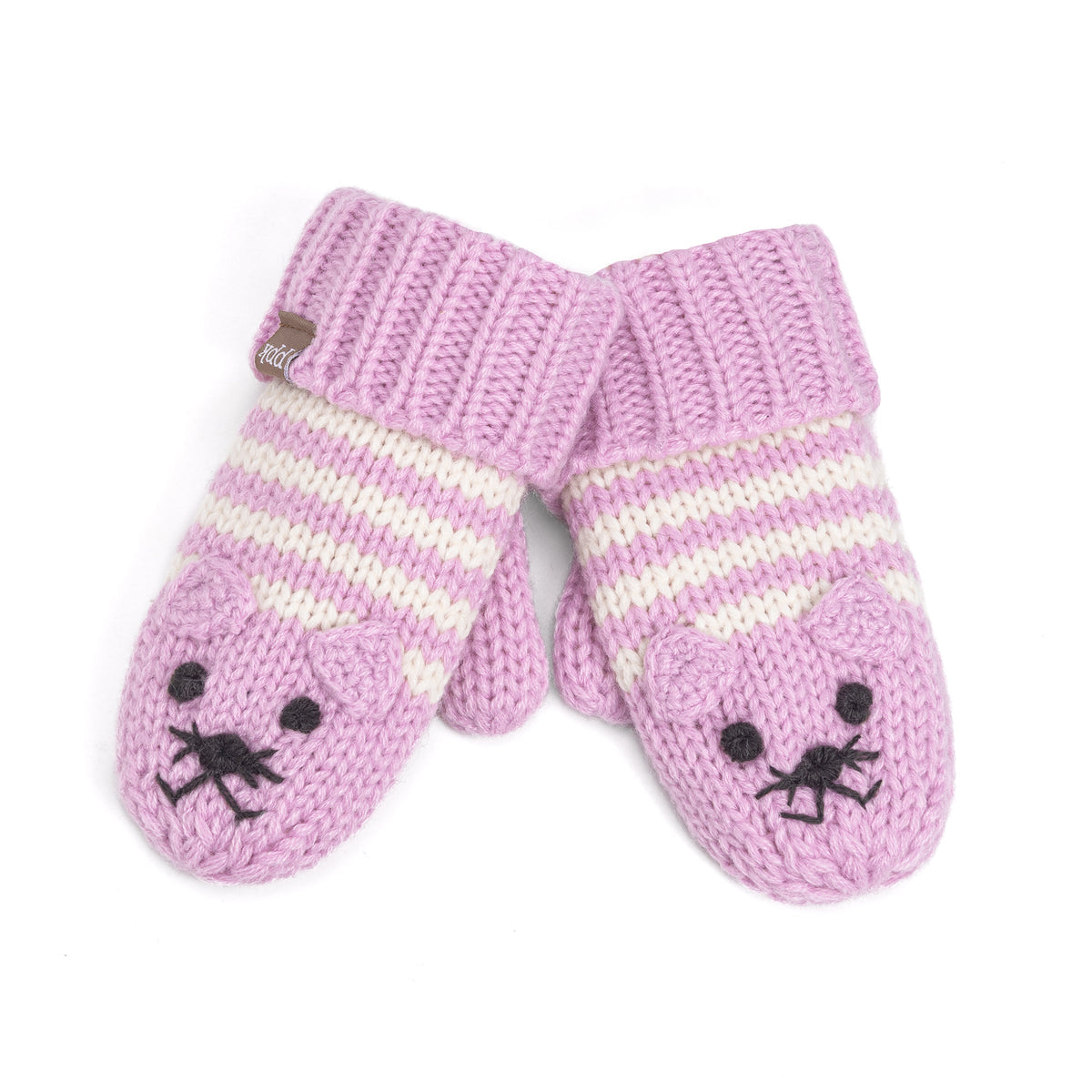Kids Kitty Cat Stripe Knit Mittens - Soft, Fleece Lined, For Toddlers And Children Of All Ages
